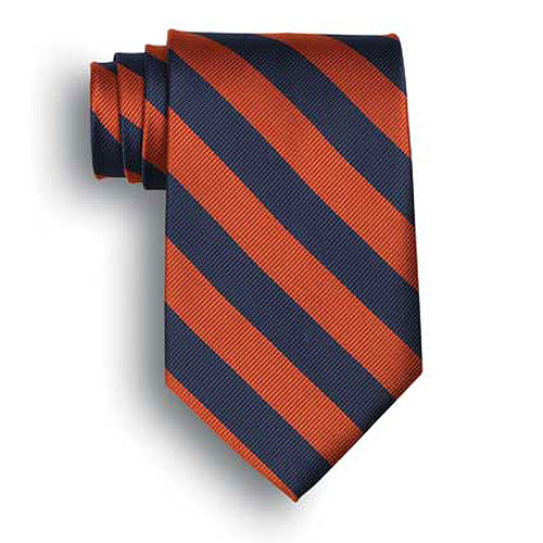 School Stripes Tie - Navy/Orange 2