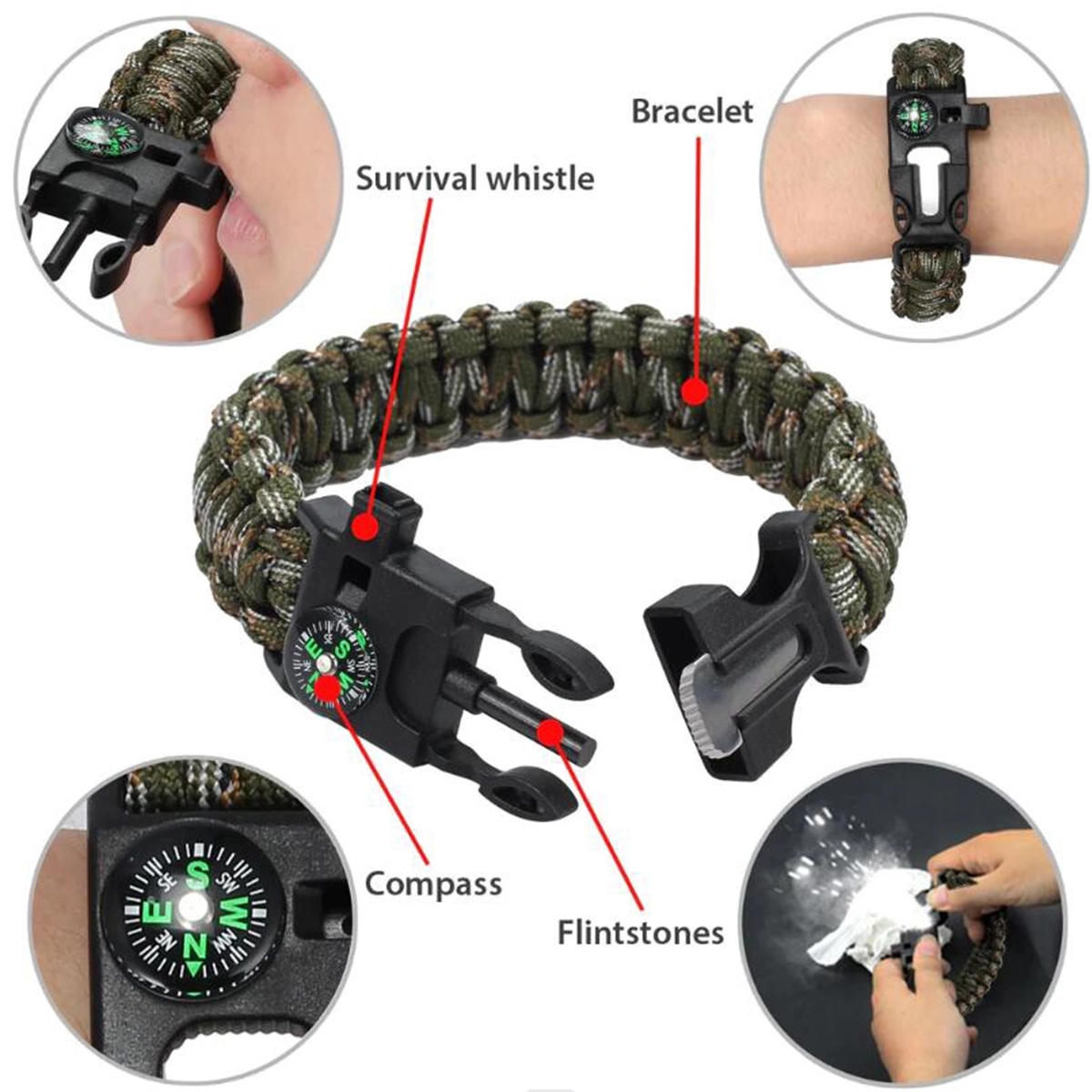 5 in 1 Multifunctional Emergency Survival Paracord Bracelet 3
