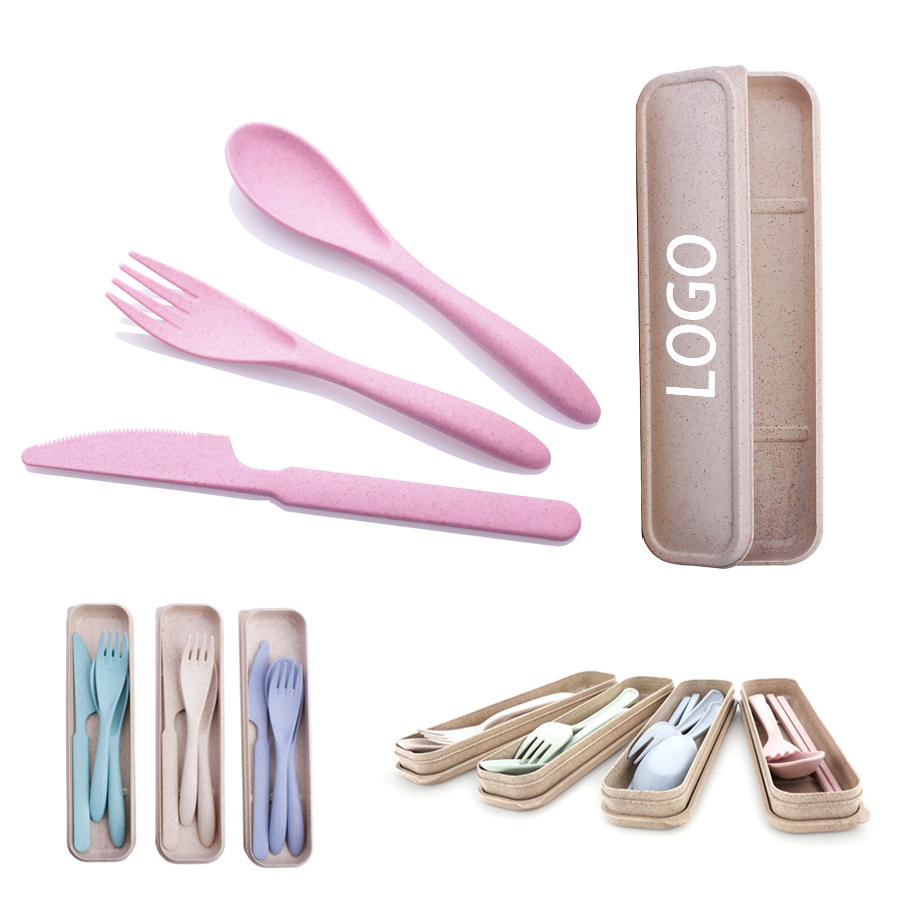 Wheat Straw Cutlery Box MOQ 100 sets