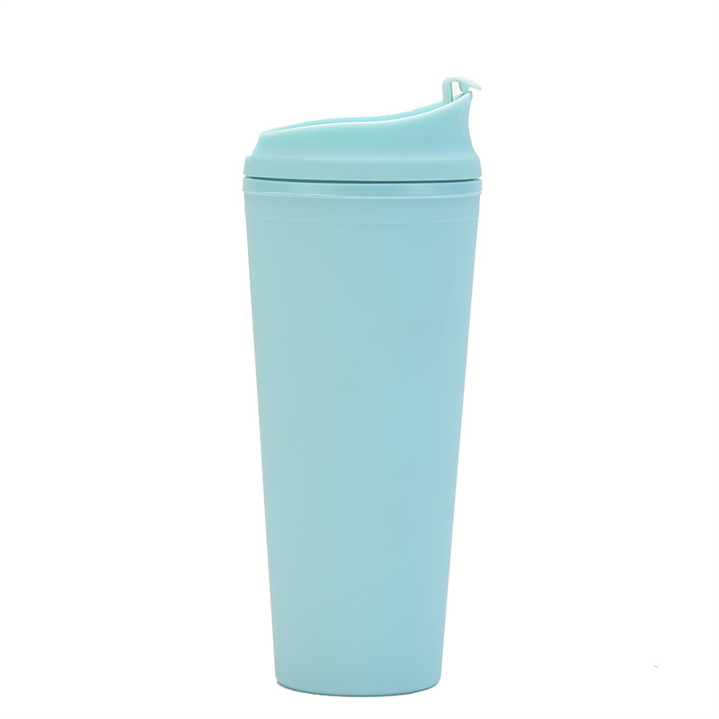 24 OZ ABS Frosted Flip Cover Tumblers / Lids Straw 6