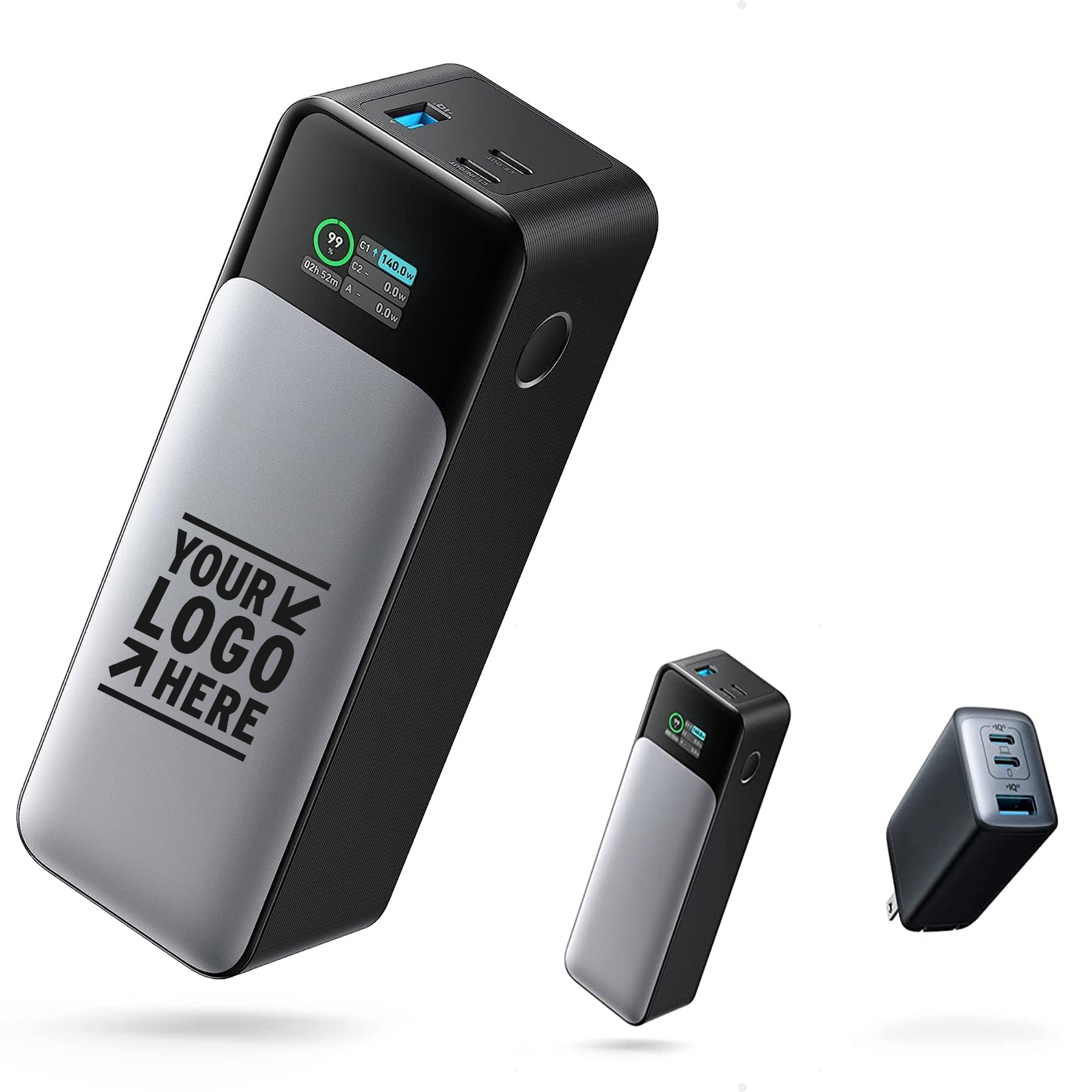 140W Output 24000mAh 3-Port Portable Smart Digital Display Charger Power Bank  2