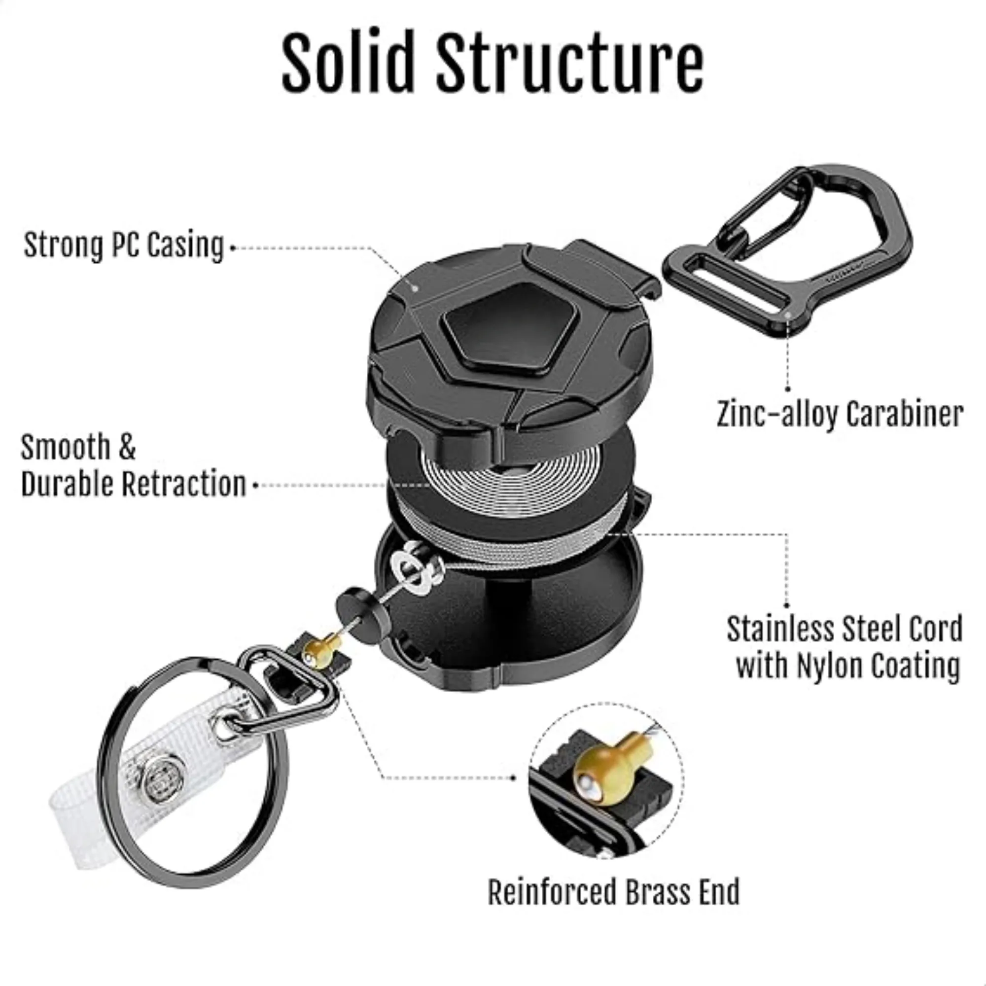 MOQ Retractable Keychain Badge Holder With Carabiner Clip 8