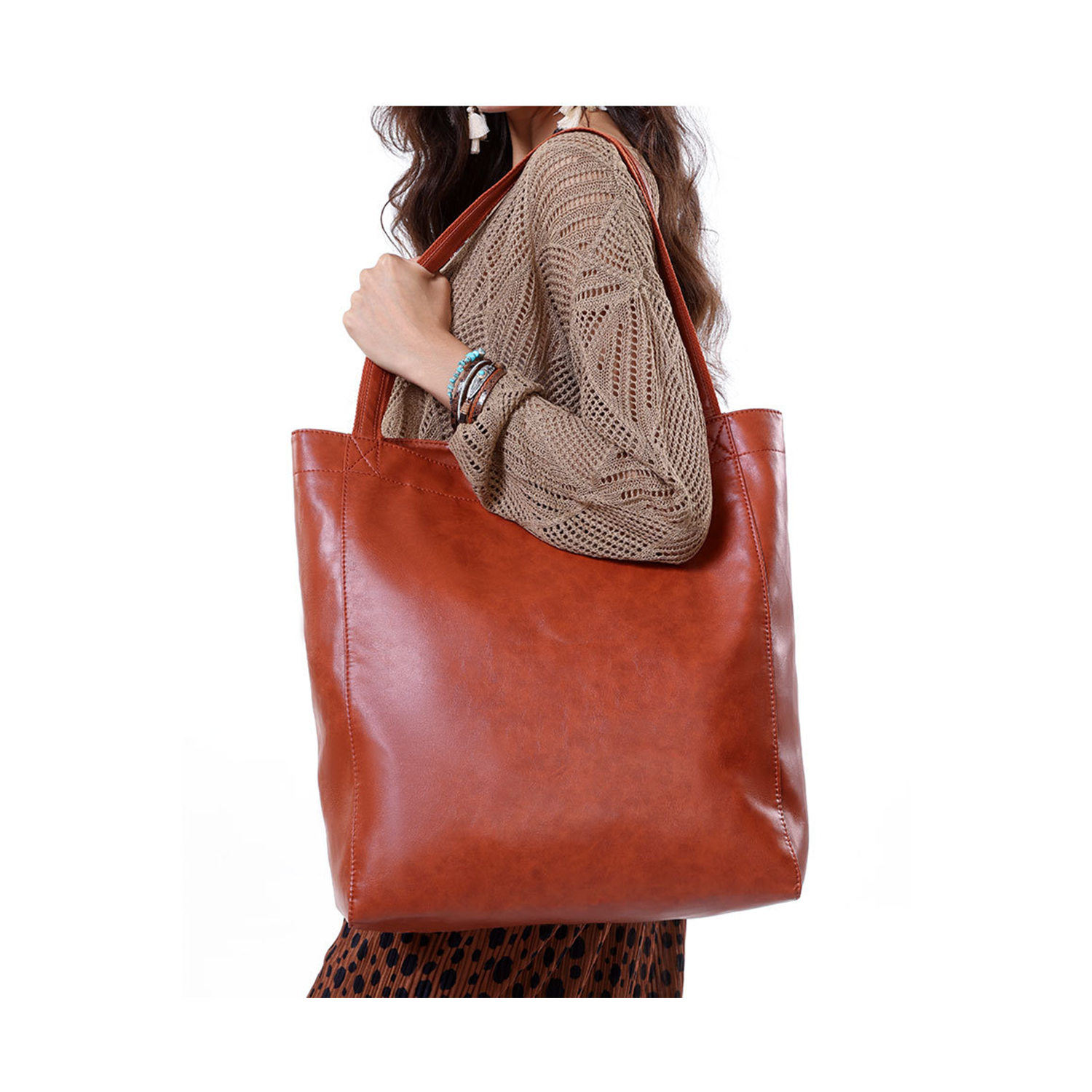 Leather Tote Bag, custom tote bag with logo imprint 9