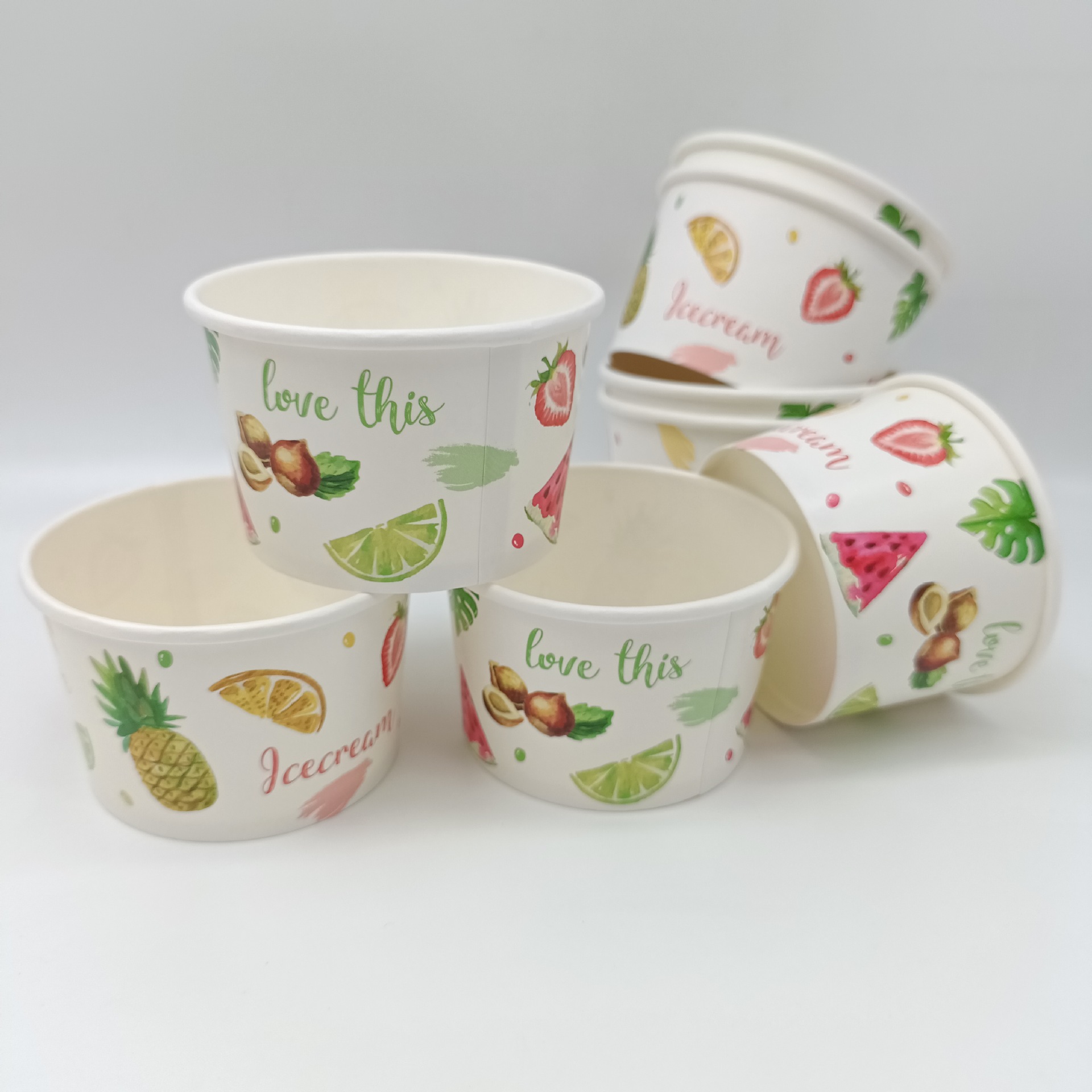 Paper Ice Cream Cups 5 oz Disposable Dessert Bowls 3