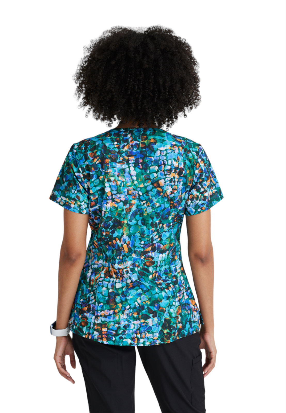Barco One - Women's Four-Pocket V-Neck Thrive Print Scrub Top 10