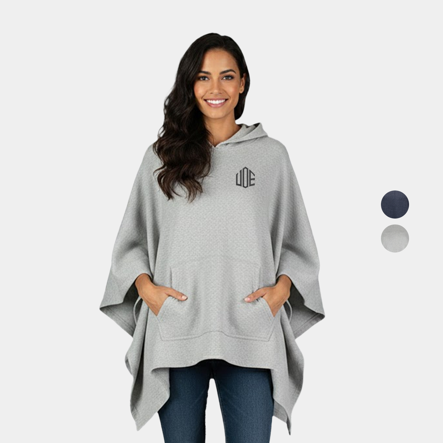 Amanda One-Size Cotton-Poly Fleece Poncho With Hood 3