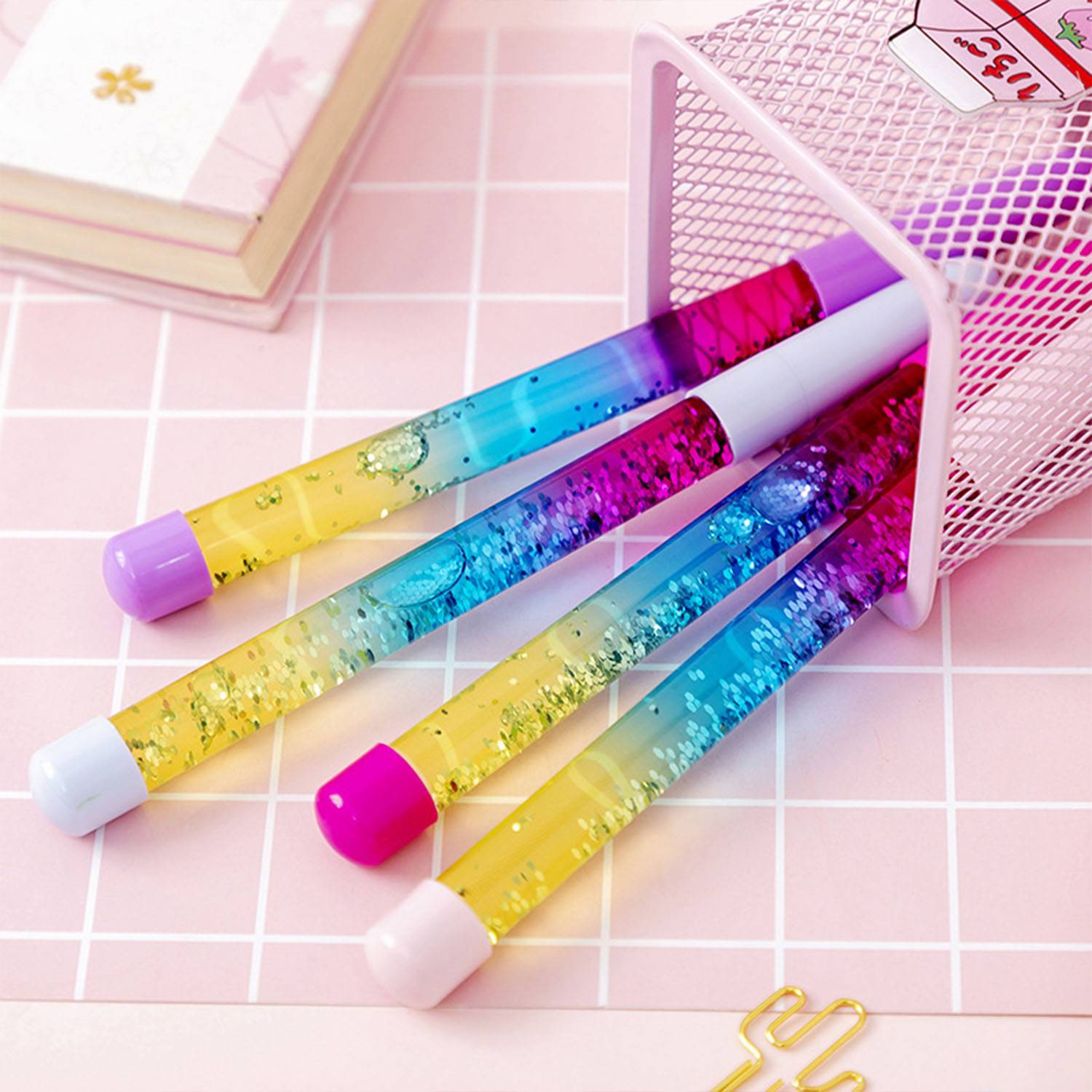 Glitter Liquid Sand Bling Rainbow Dynamic Crystal Ball Pen 5