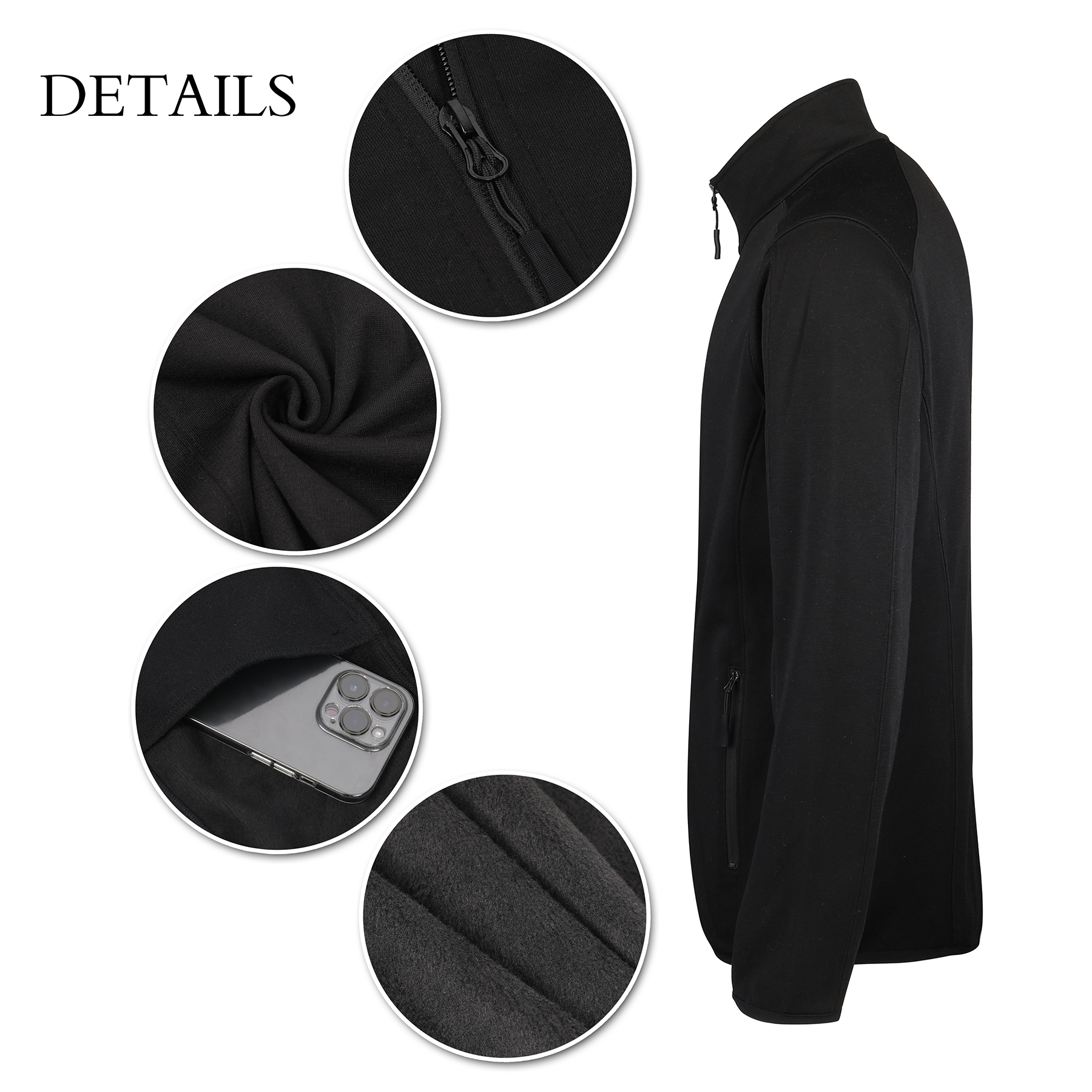 Men's Heathered Sweater Full-Zip Fleece Jacket 6