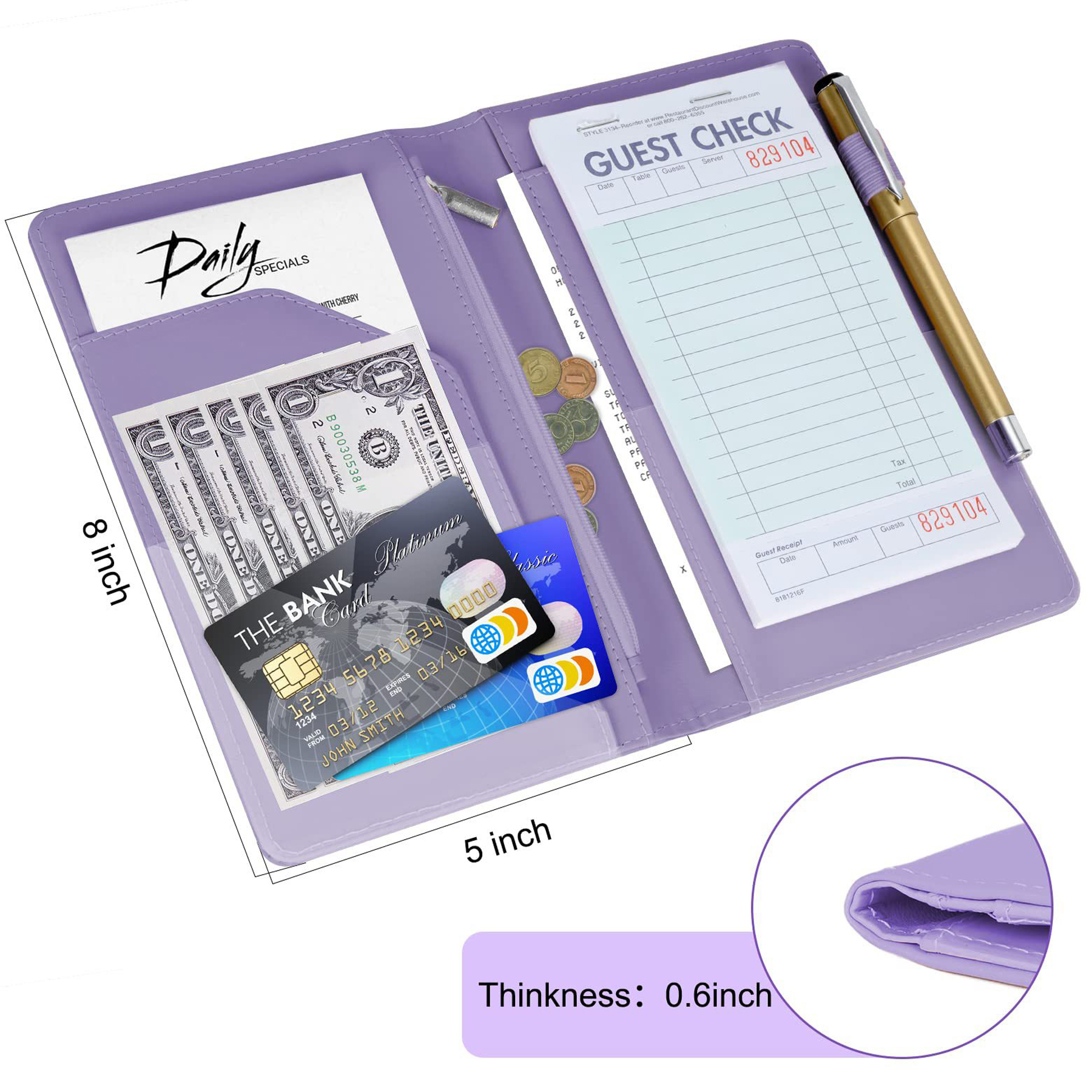 Server Book Holder with Zipper Pocket 2