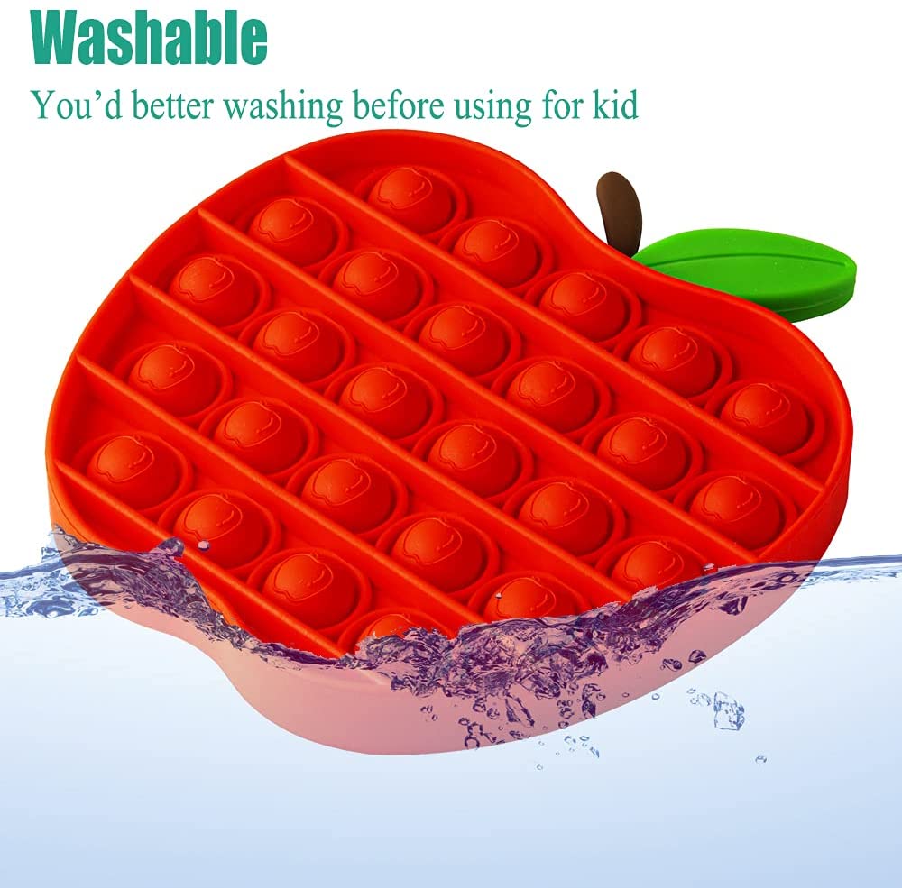 Red Apple Shape Silicone Pops Bubble Sensory Fidget Toy 6