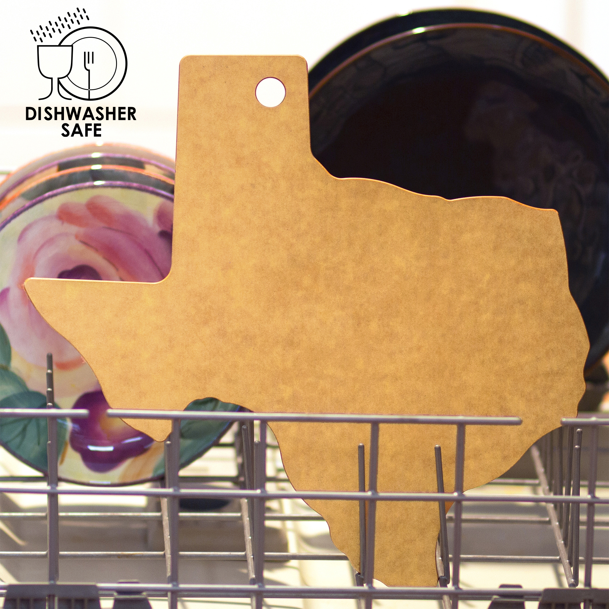 Vellum™ Texas Shaped Wood Paper Composite Serving and Cutting Board, Dishwasher Safe 6