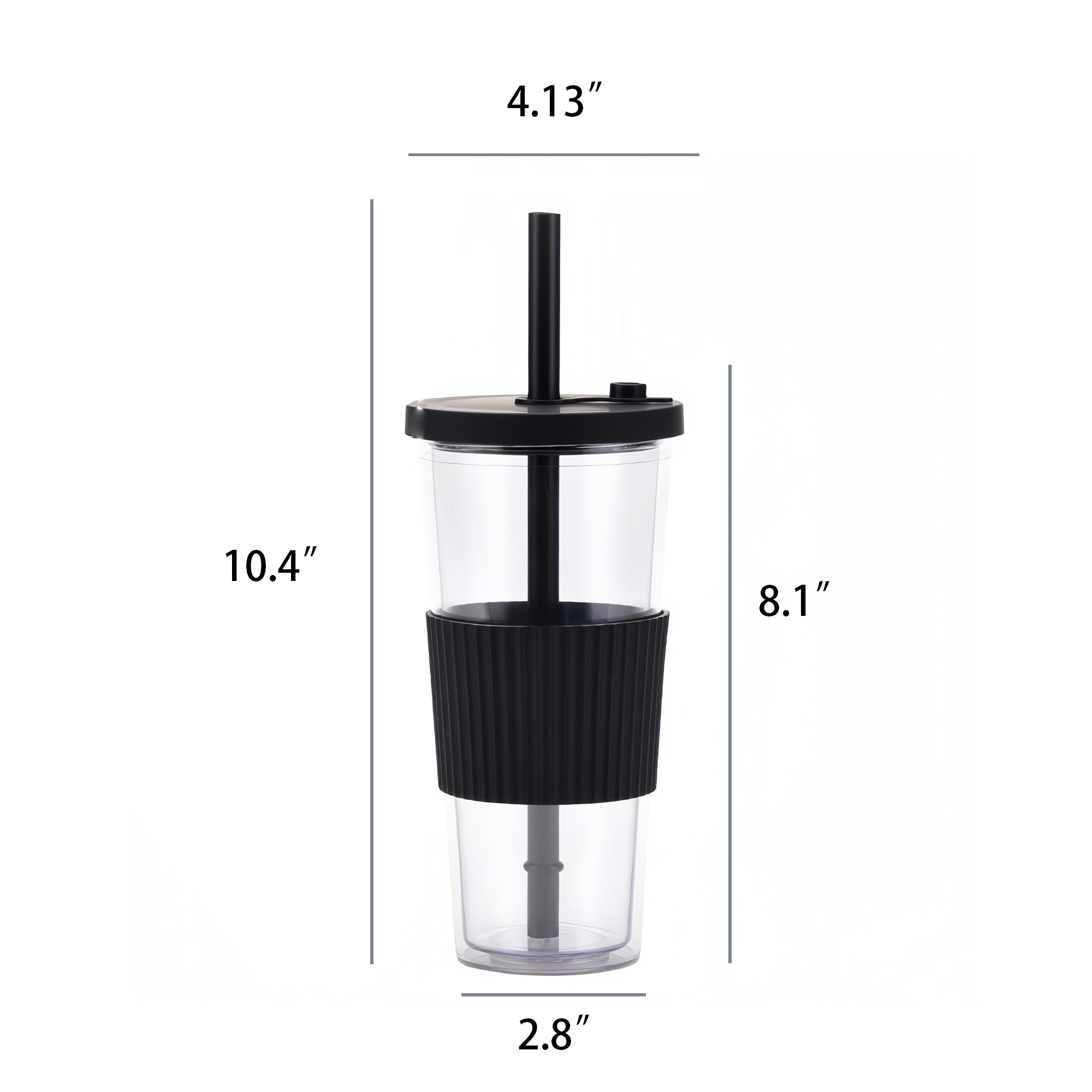 24Oz AS Plastic Double-Wall Tumbler with Straw and Grip 3