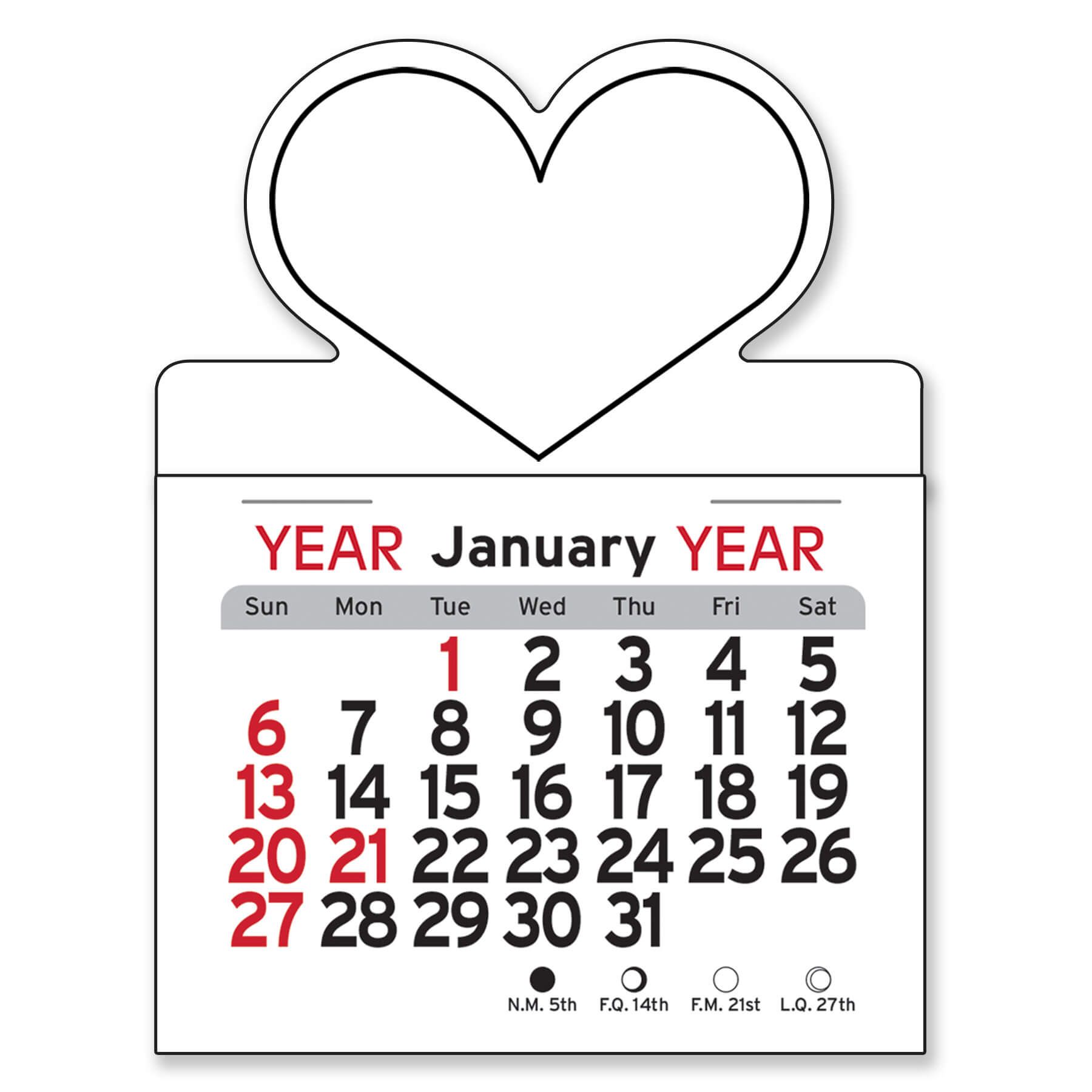 Adhesive Peel-N-Stick® Calendar - Heart 5