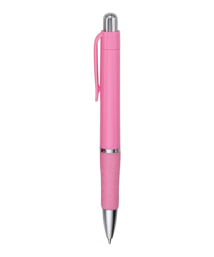 Union Printed - Rigid - Solid Colored Ballpoint Click Pen with Matching Rubber Grip 6