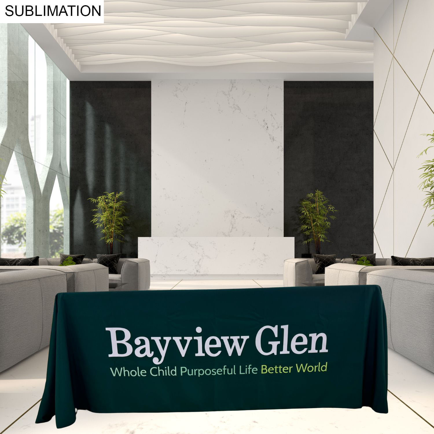 24Hr Express Ship - 6' LazerCut 4-Sided Sublimated Tablecloth, Drape Style, Closed Back 15