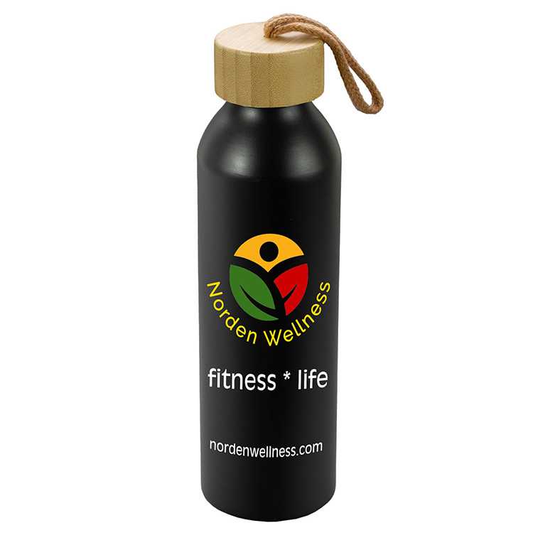 "WHITNEY" 22oz Recycled Aluminum Bottle With a Bamboo Lid 1
