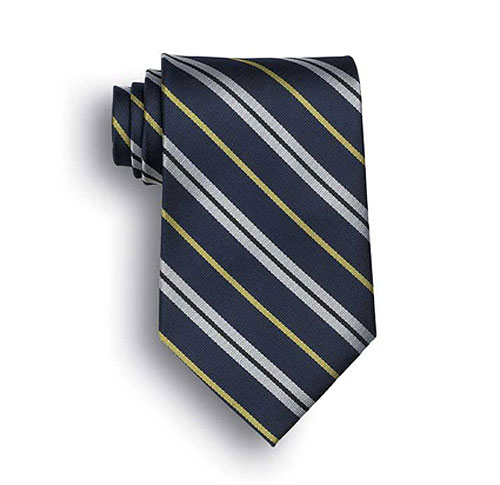 Pace Signature Stripes Polyester Tie - Navy/Gray/Gold 2