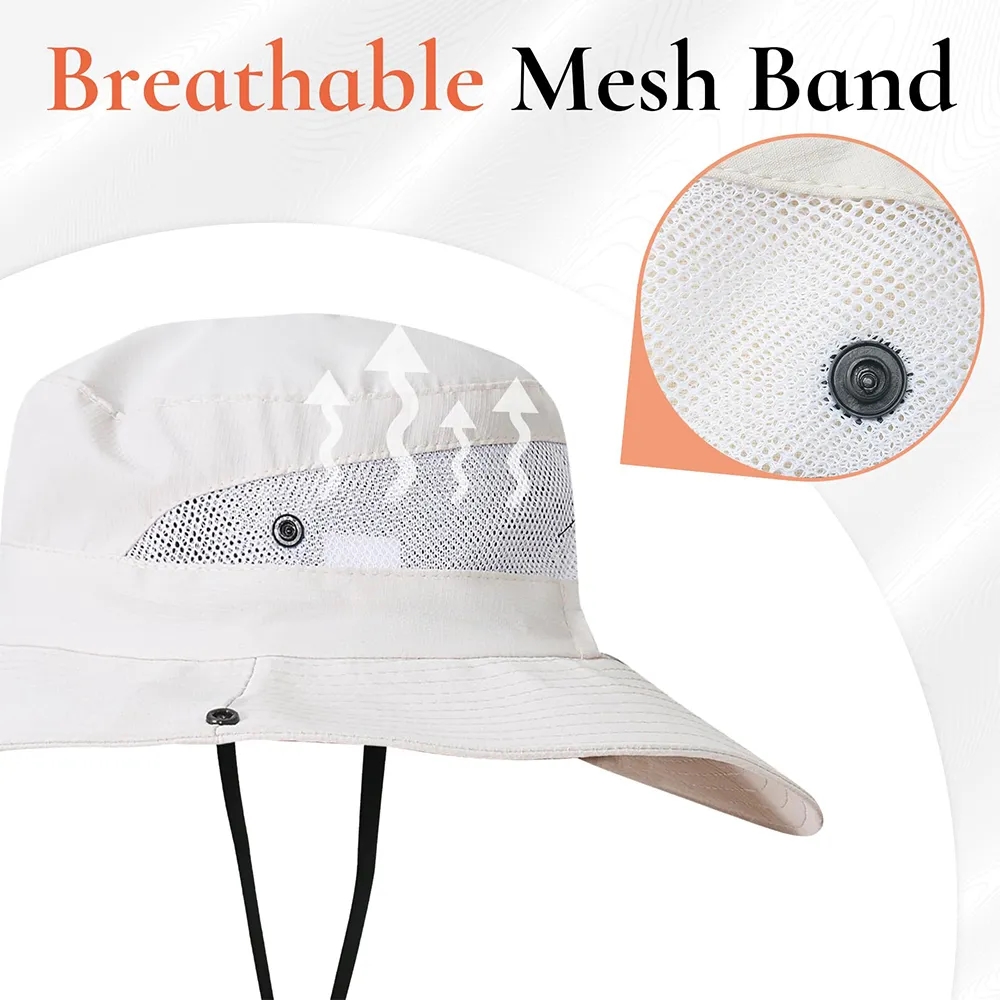 UPF50 Wide Brim Sun Hat with Ponytail Hole 2
