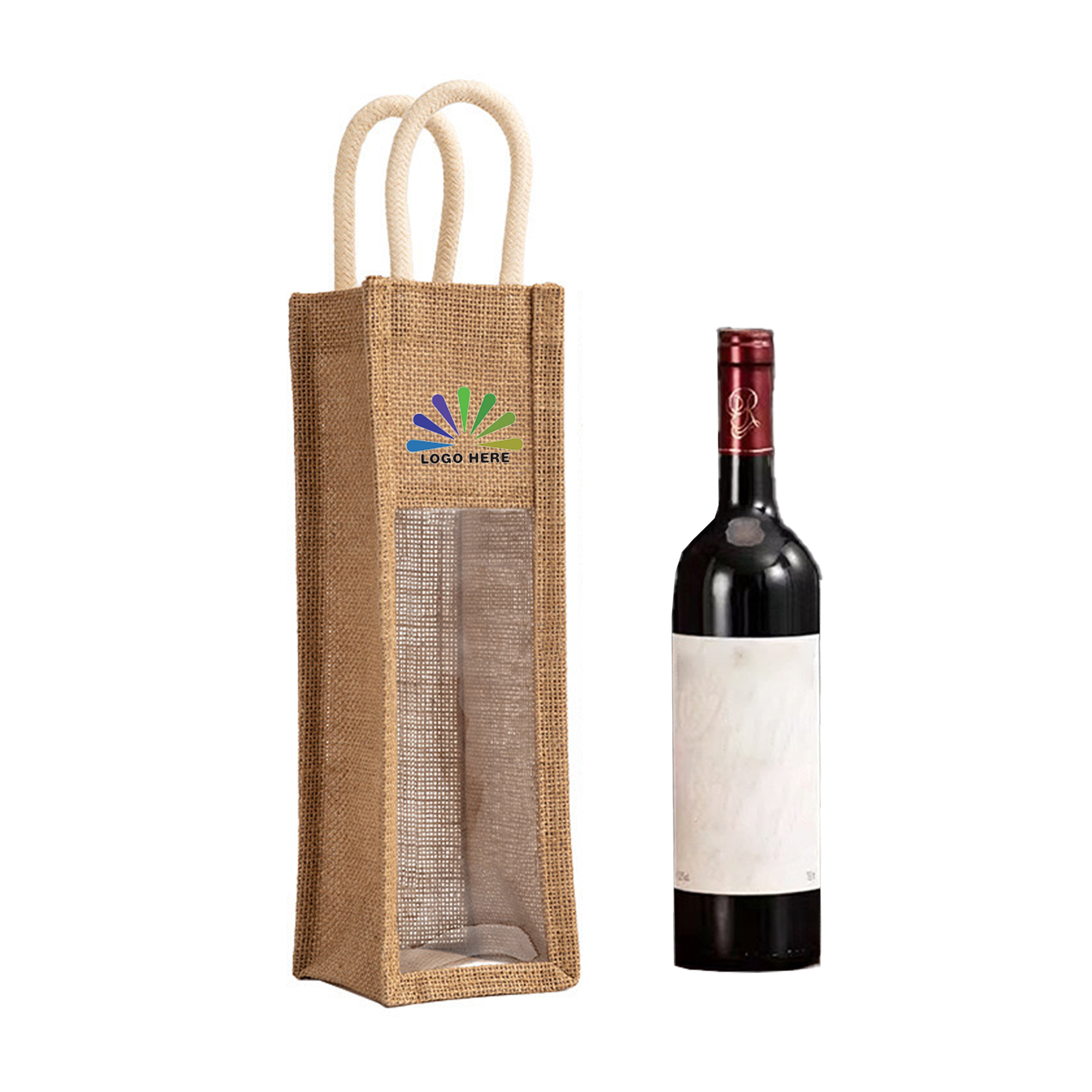 Eco-friendly Jute Single Bottle Wine Bag 2