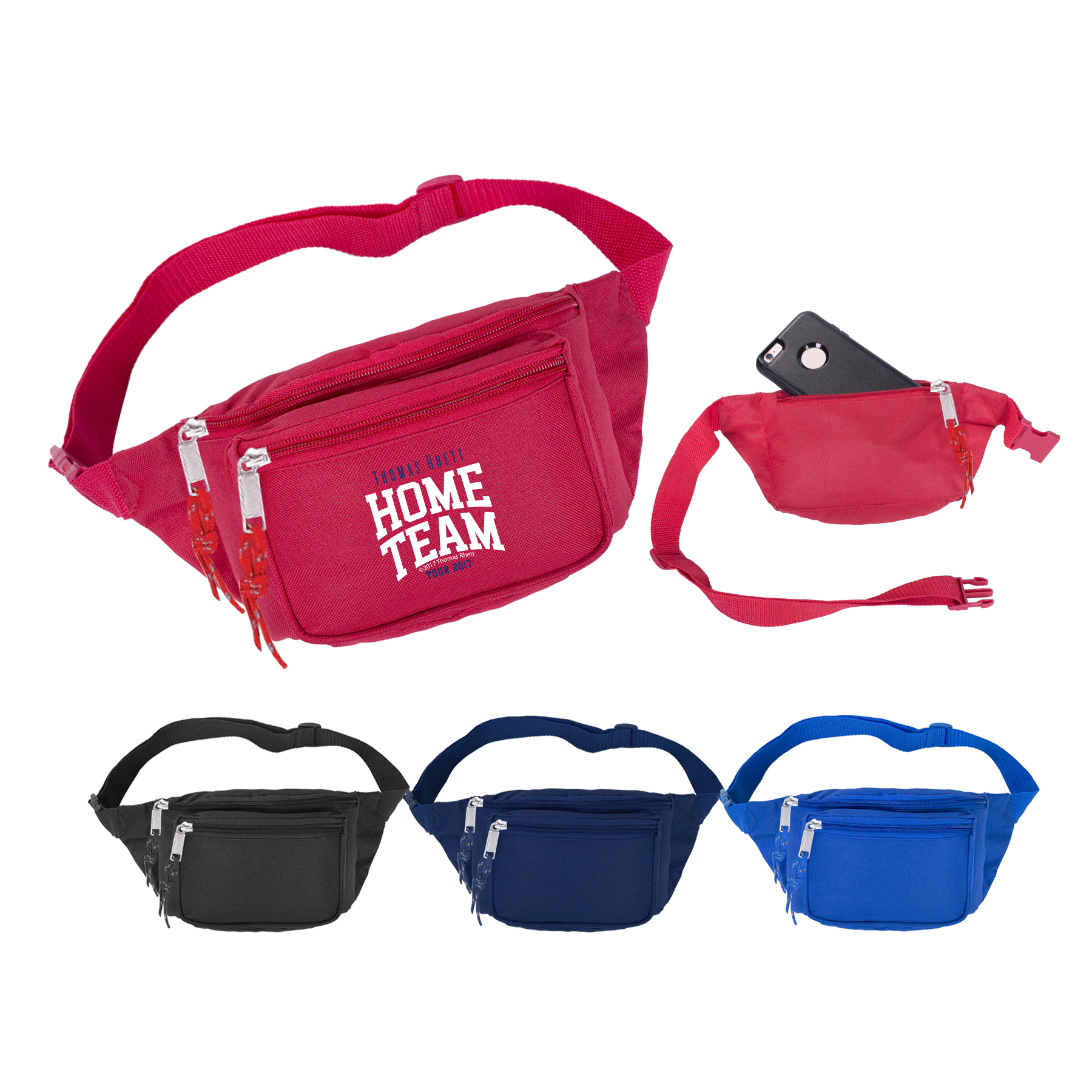 600D Poly 3 Zipper Pockets Fanny Pack 6