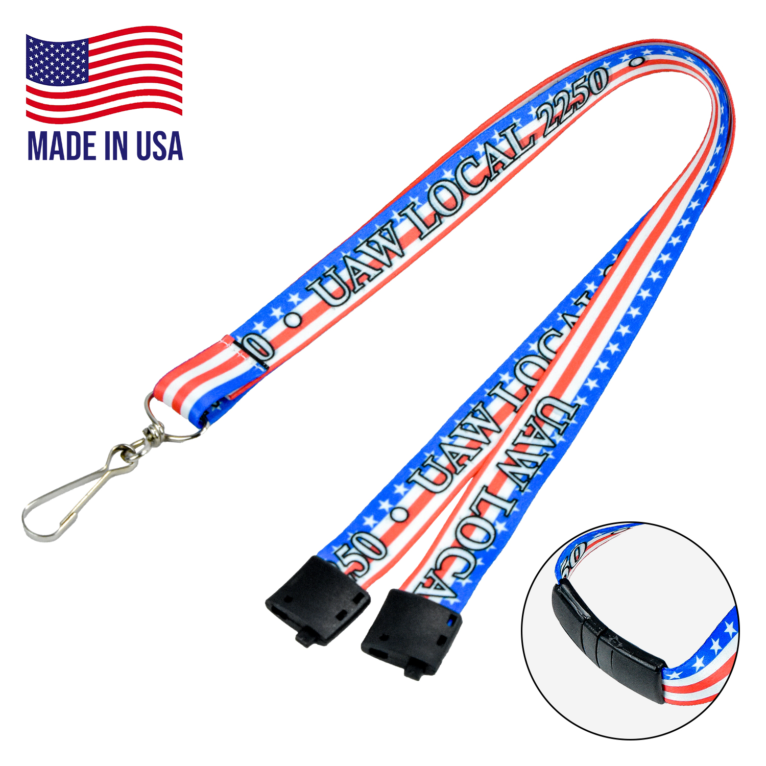 USA Made Dye Sublimated Lanyard w/ Safety Breakaway 5