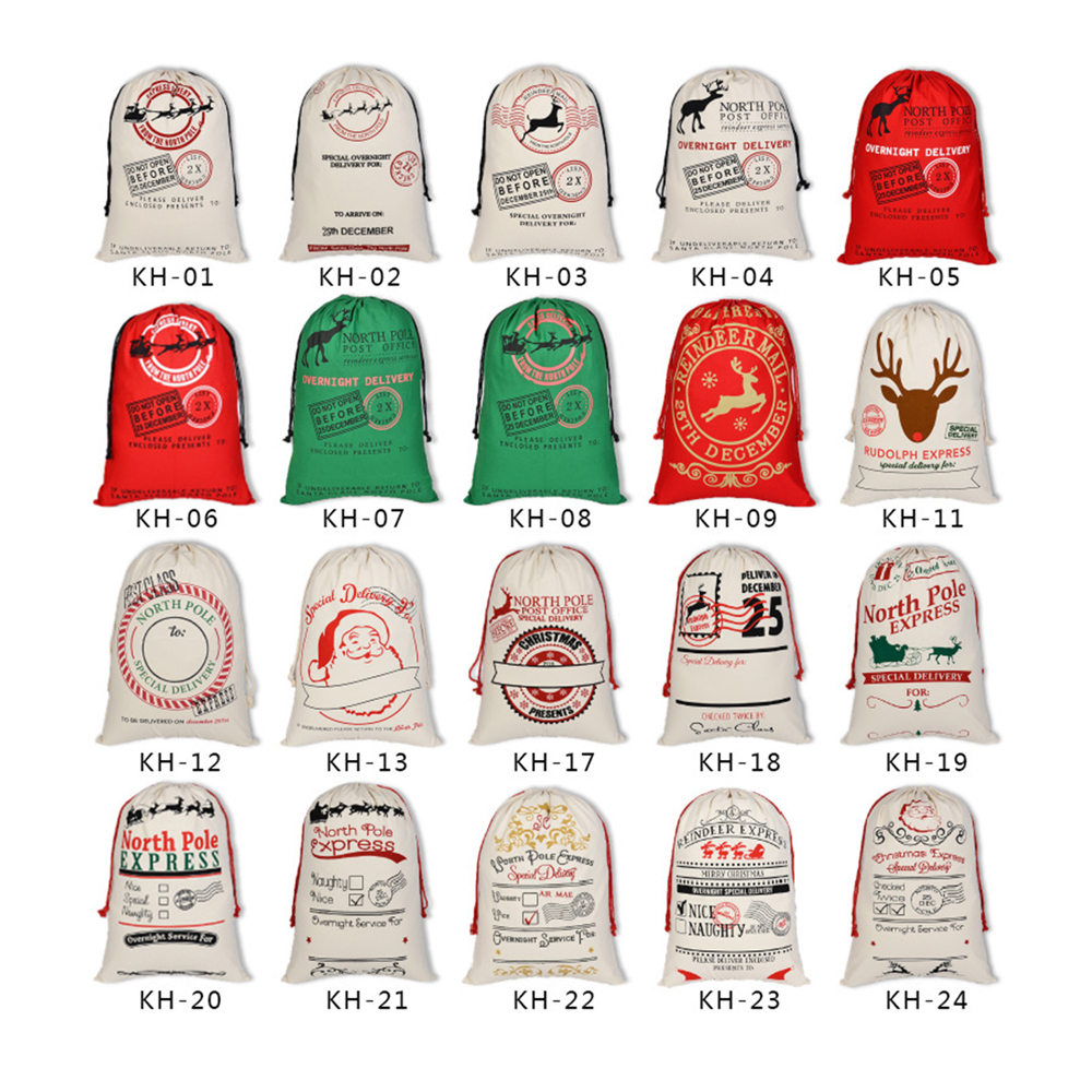 50x70CM Christmas Canvas Gift Bag Drawstring Bag 3