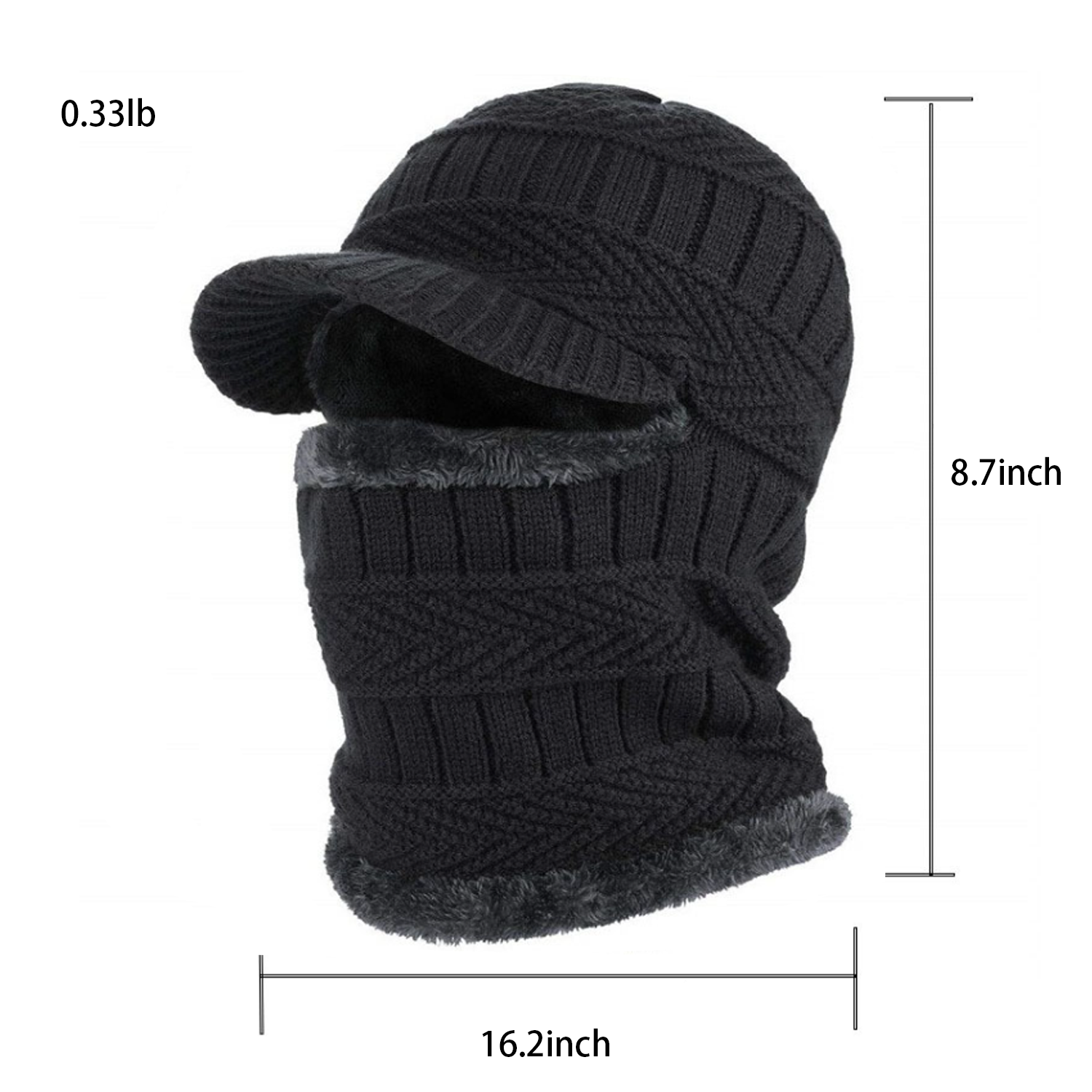 Men's Winter Knit Hat with Fleece Lining, Scarf & Ear Cover 1