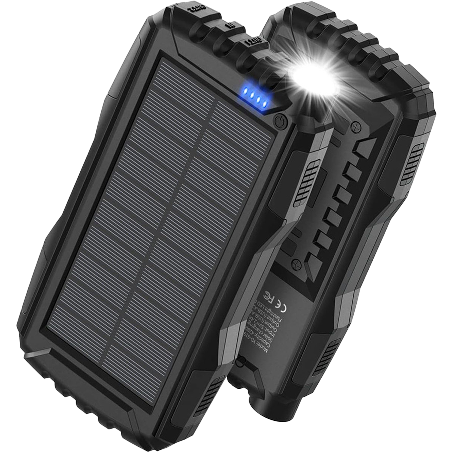 20000mAh LED Flashlight Fast Charging Solar Power Bank 8