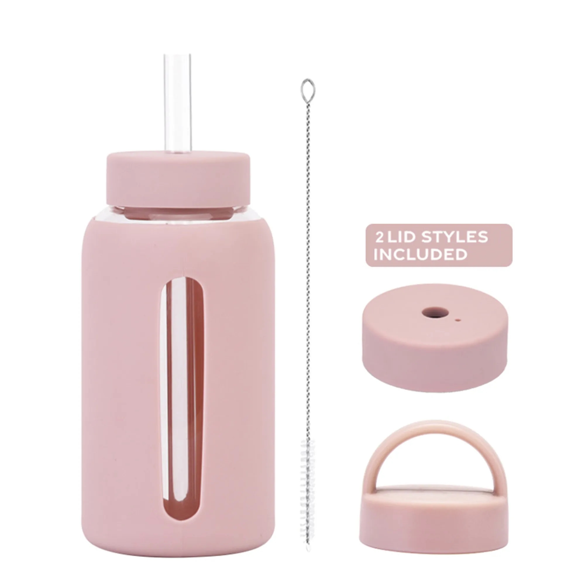 20oz Silicone-Sleeved Glass Tumbler with Straw & Dual Lids 7