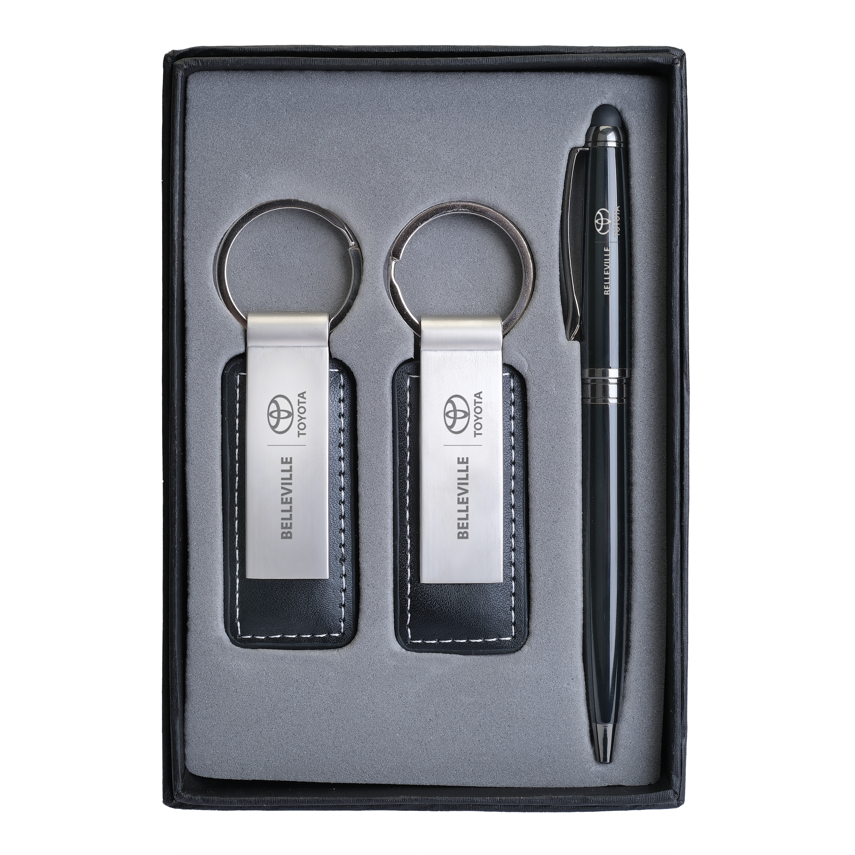 Pen & Black Leatherette/ Metal Keychain 4