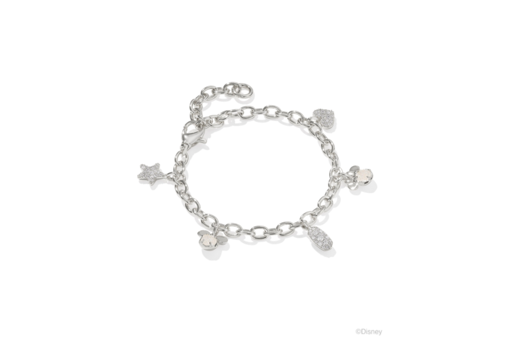 Kendra Scott Disney Silver Mickey and Minnie Mouse Charm Bracelet in Iridescent White Mix 2