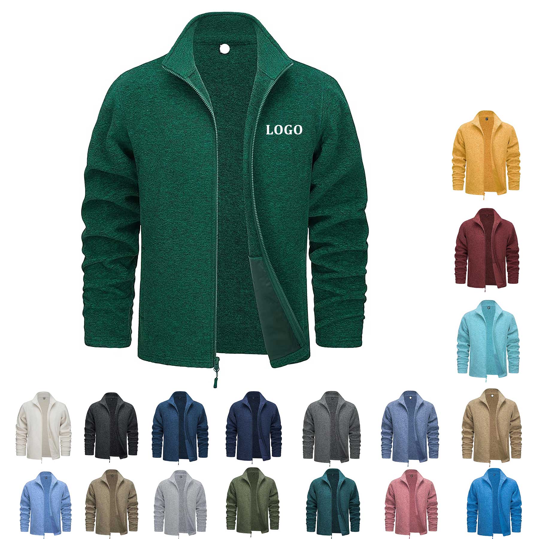 "Men Zipper Fleece Jacket Full zipper" 14
