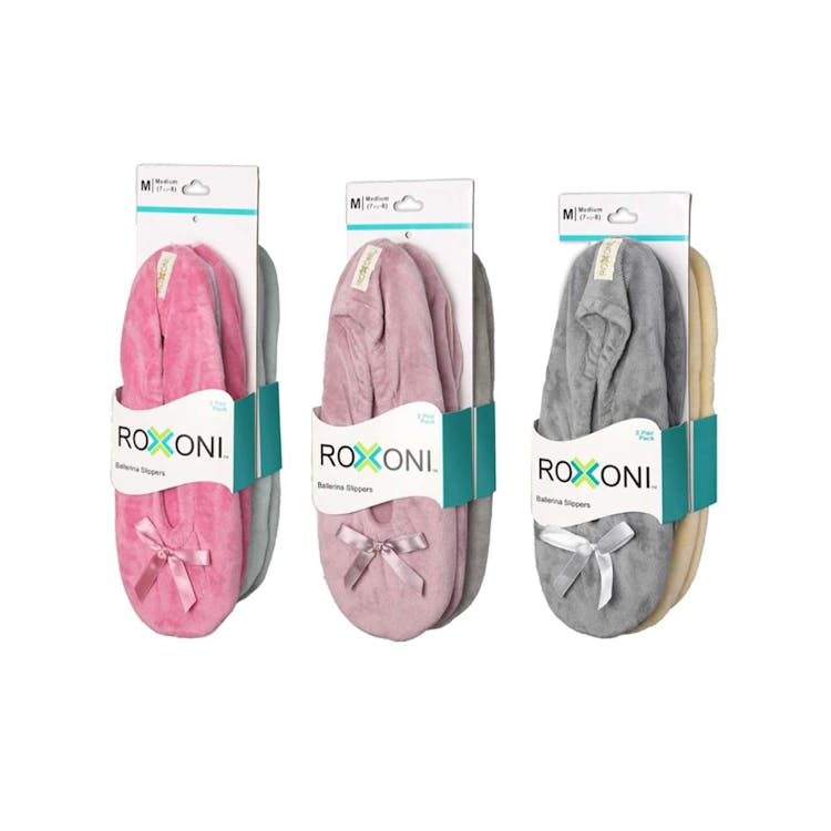 Women's Terry Classic Cotton Ballerina Slippers Assorted S-XL 2 Pack 1