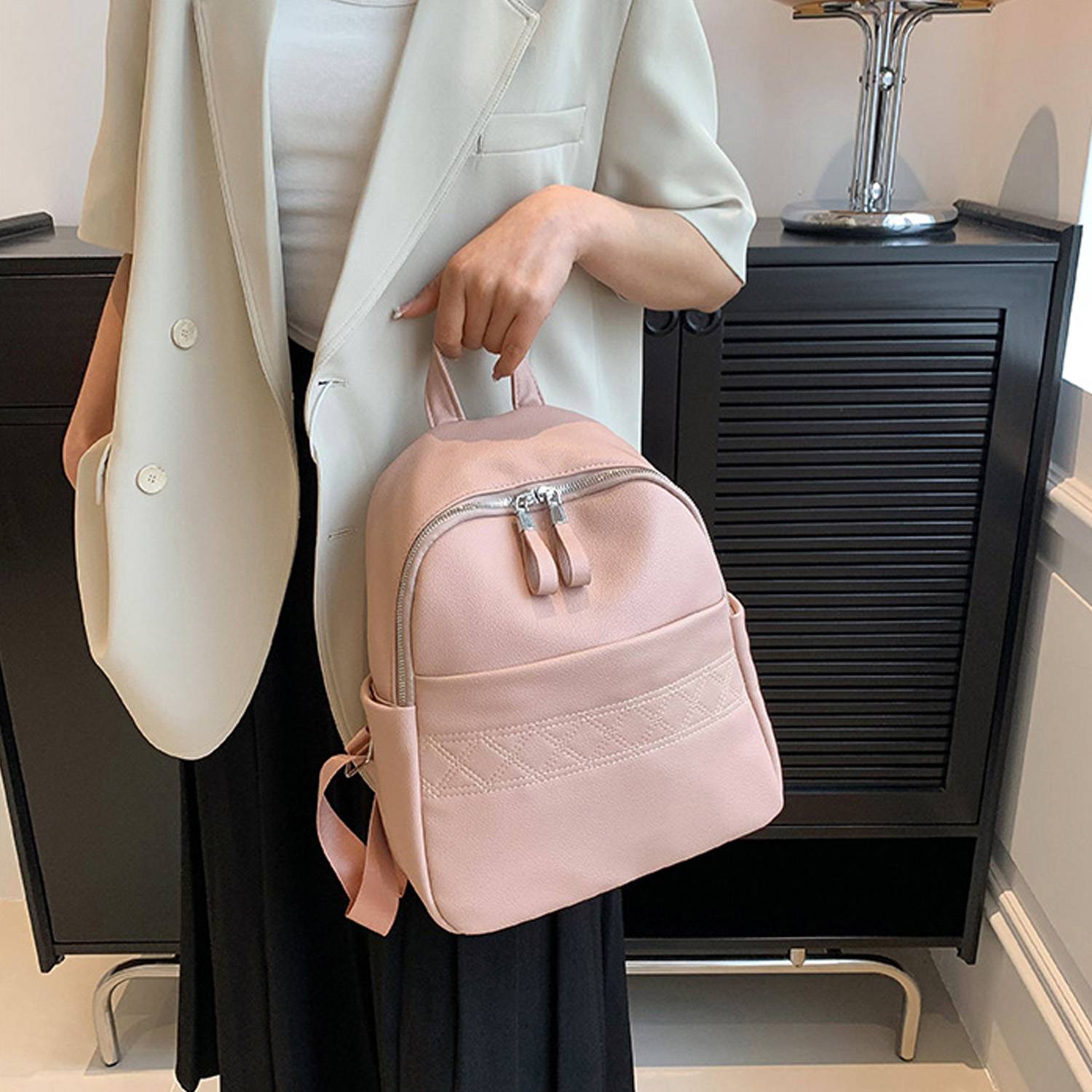 PU leather durable backpack 2