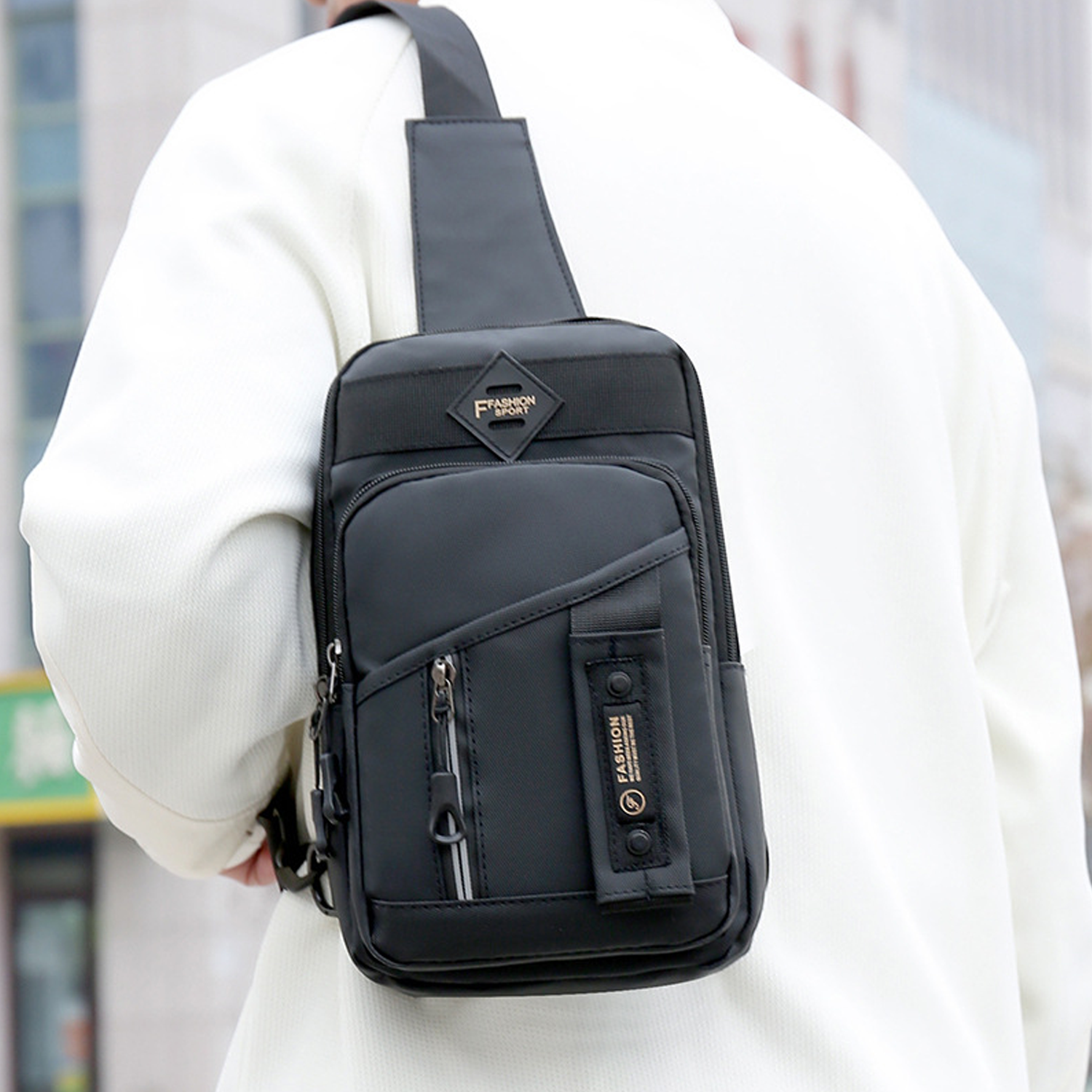 Mens Fashionable Nylon Crossbody Sling Bag 5