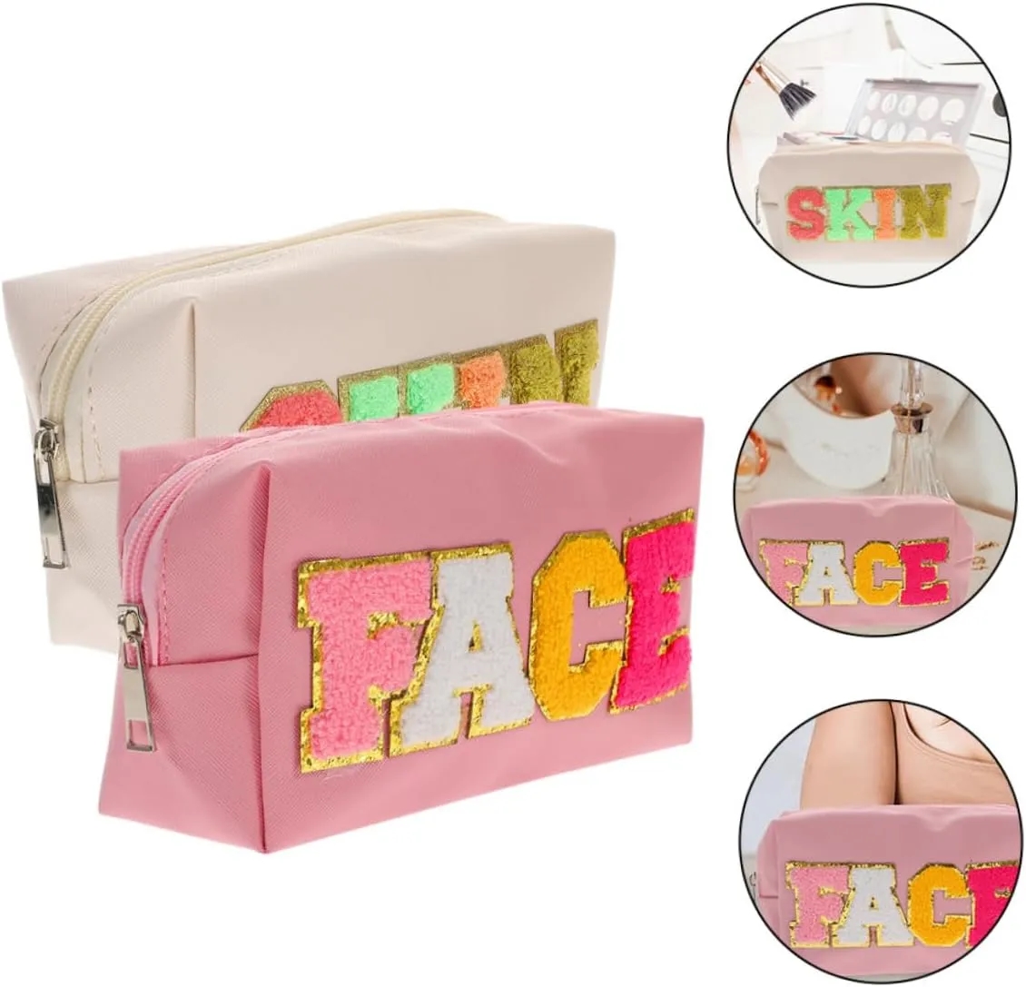 Waterproof Nylon Embroidered Letter Makeup Bag 2