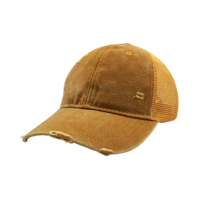 Distressed Trucker Cotton Mesh Cap 8