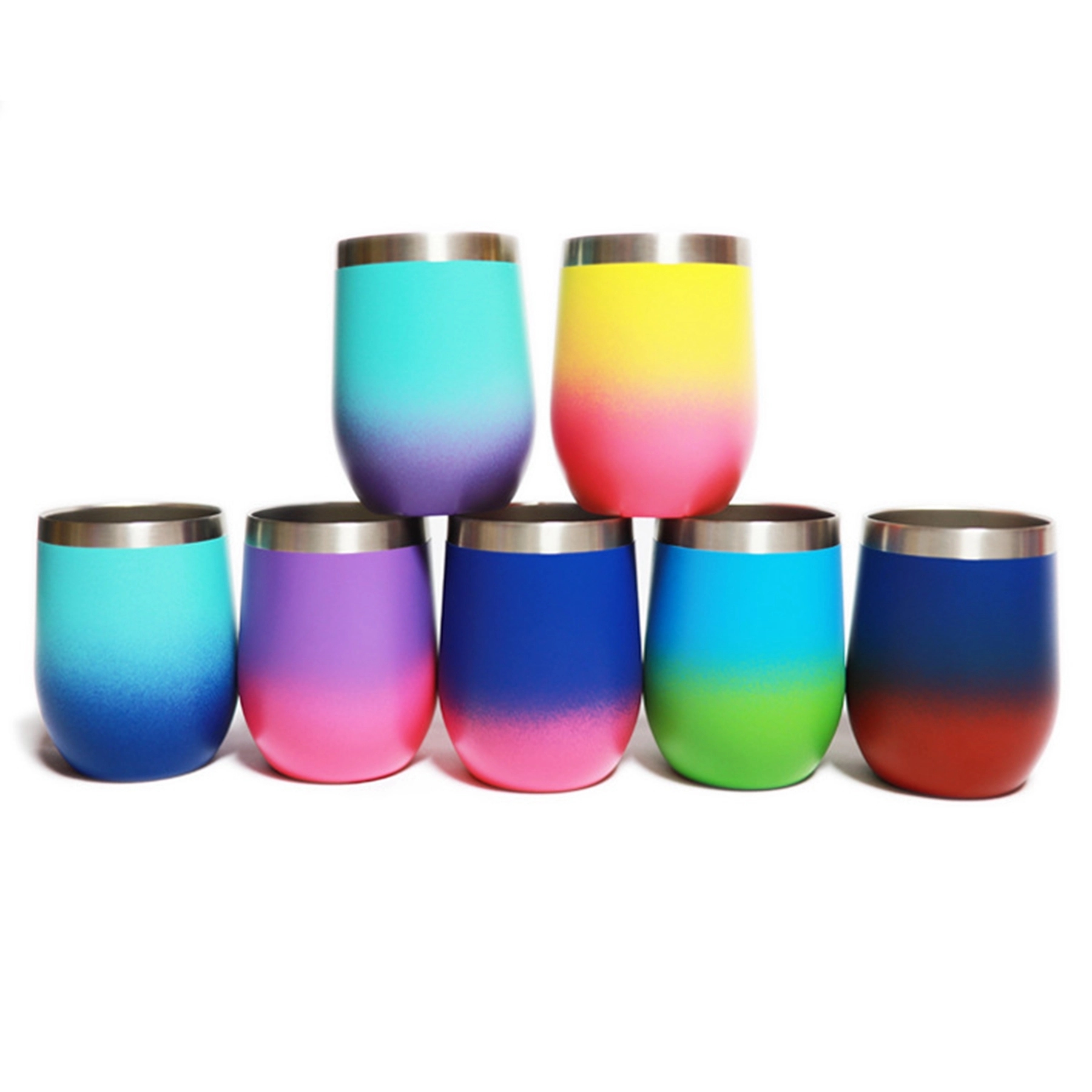 12oz Gradient Color Wine Tumbler with Lid 12