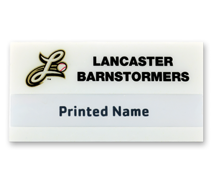 The Plato full color reusable name badge. 1.5"x3" 5