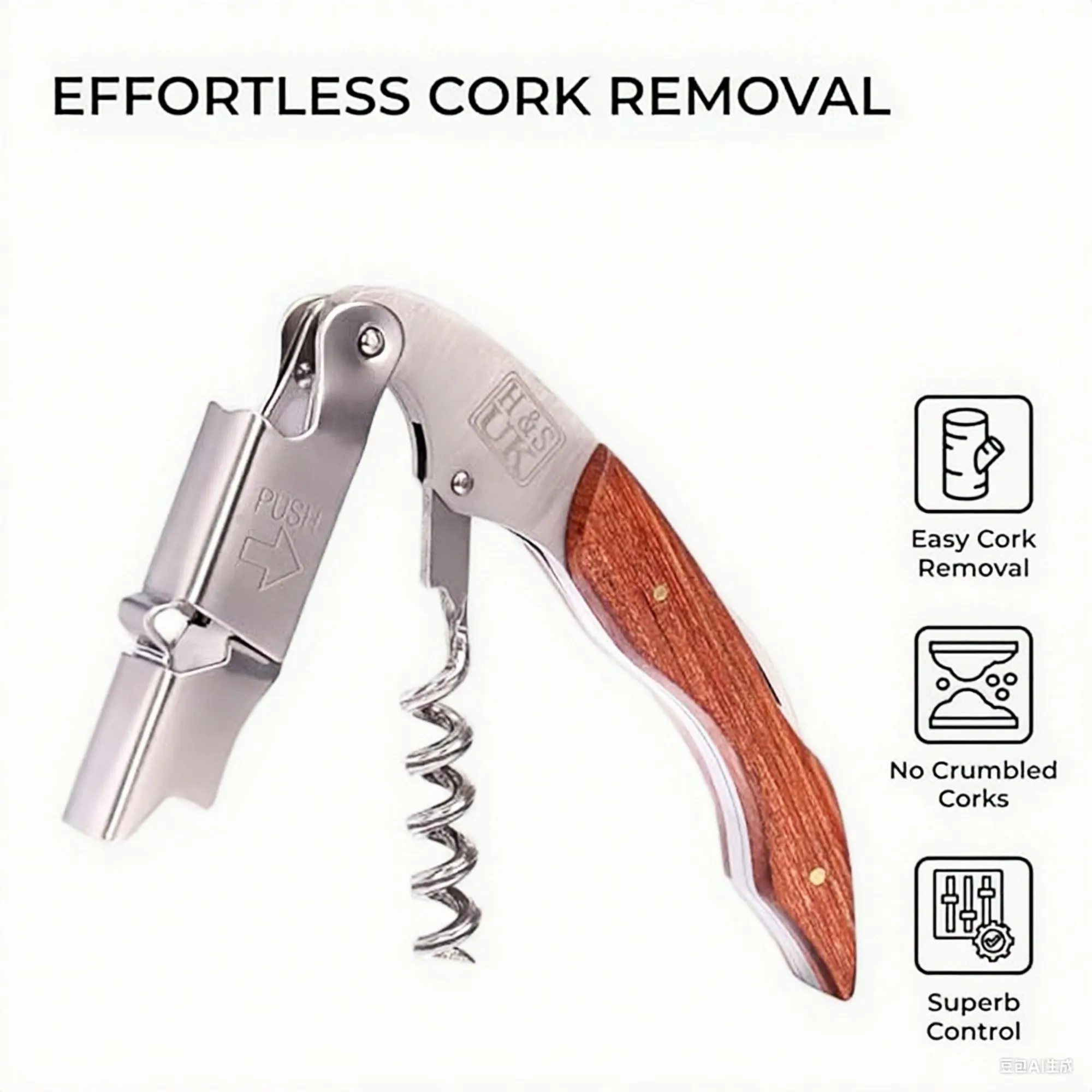 Stainless Steel Wine Opener - Ergonomic Corkscrew 4