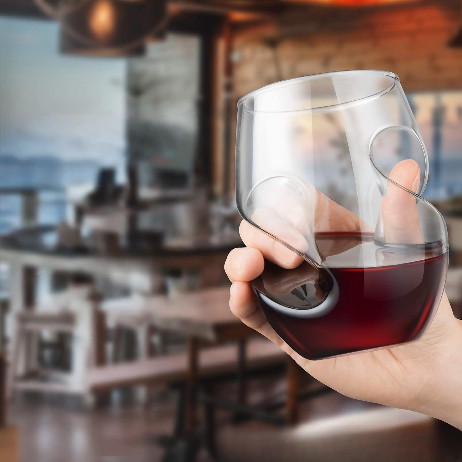 Stemless Wine Glass With Thumb Embossing 2