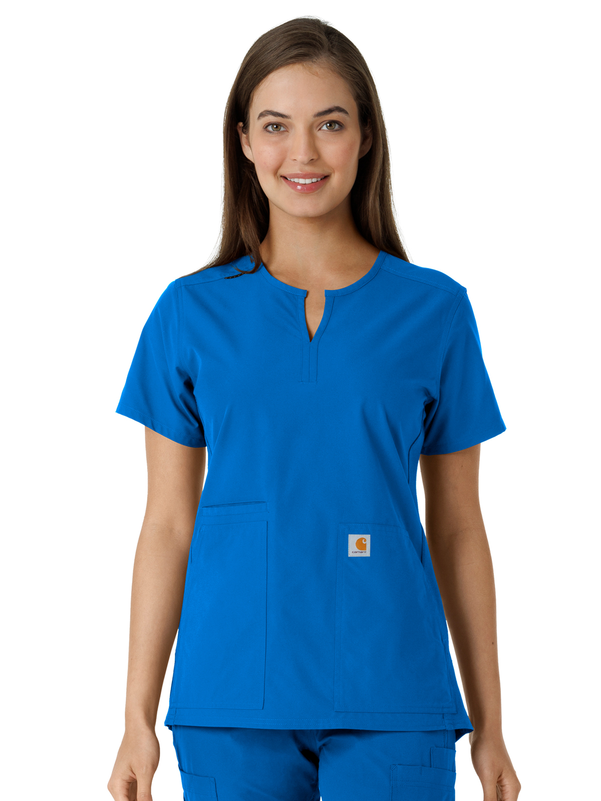 Force Essentials Women's Notch Neck Tunic Knit Panel Top