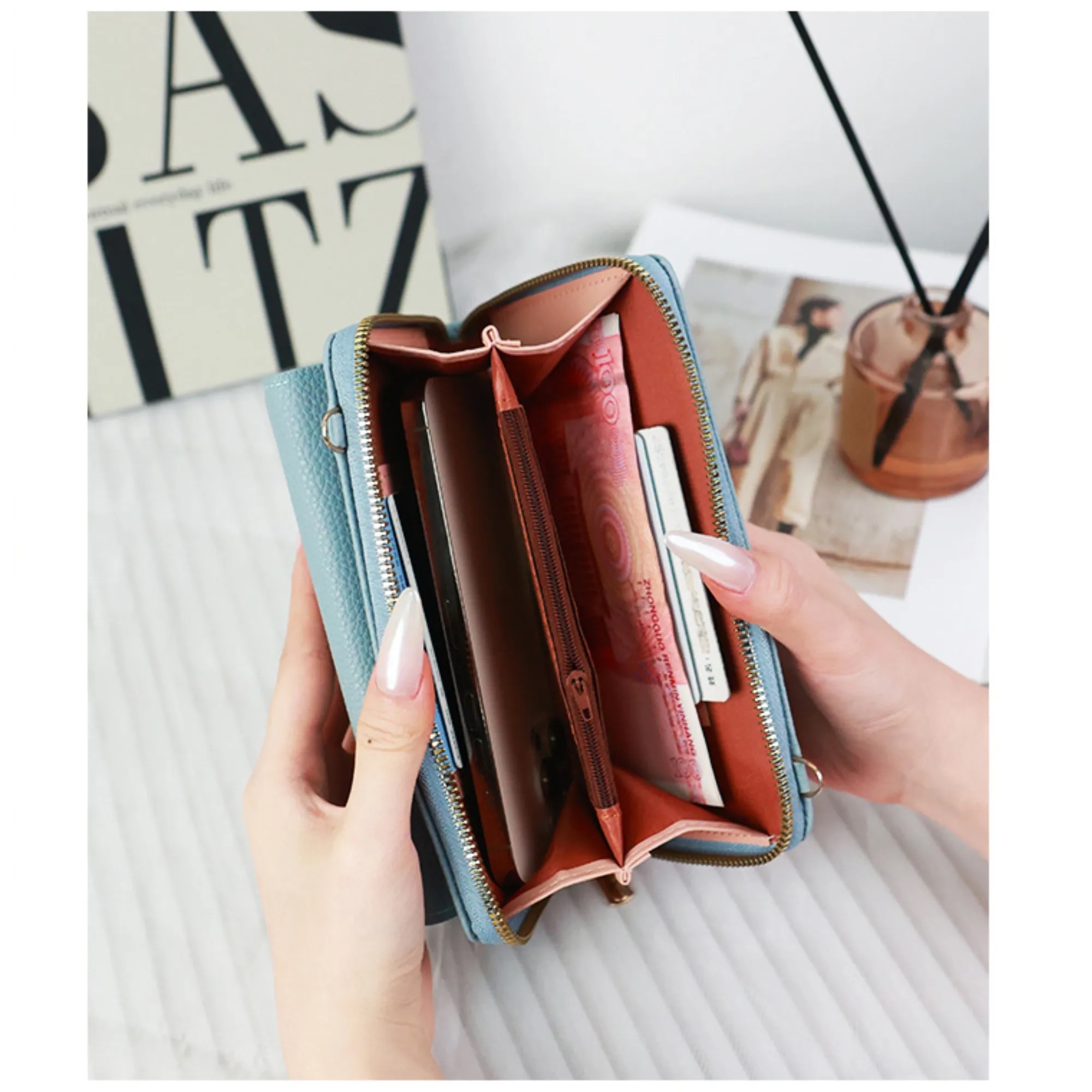 Multi Functional Pu Wallet Crossbody Bag With Mini Pouch 6