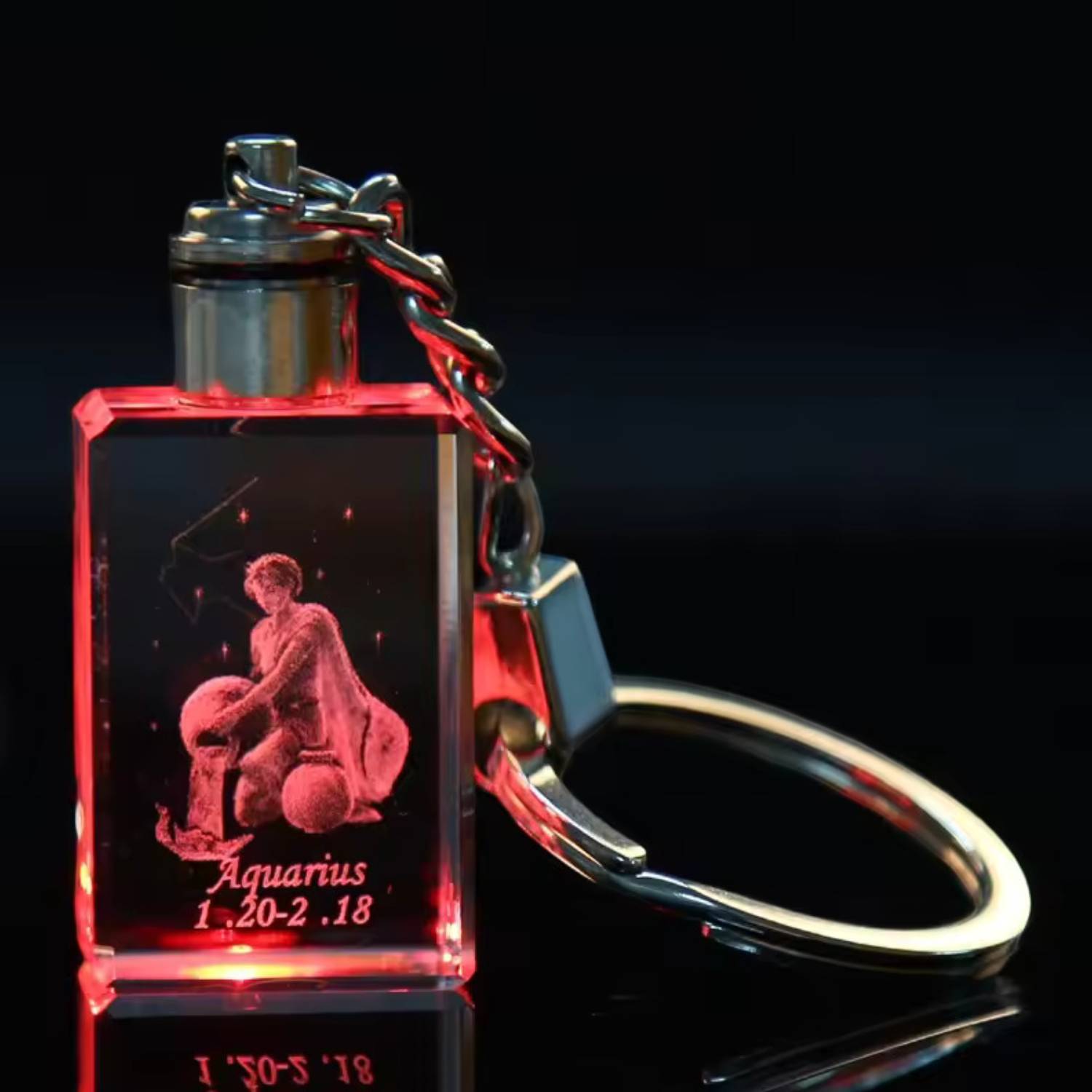 Cuboid Shaped LED Light Crystal Keychain 6