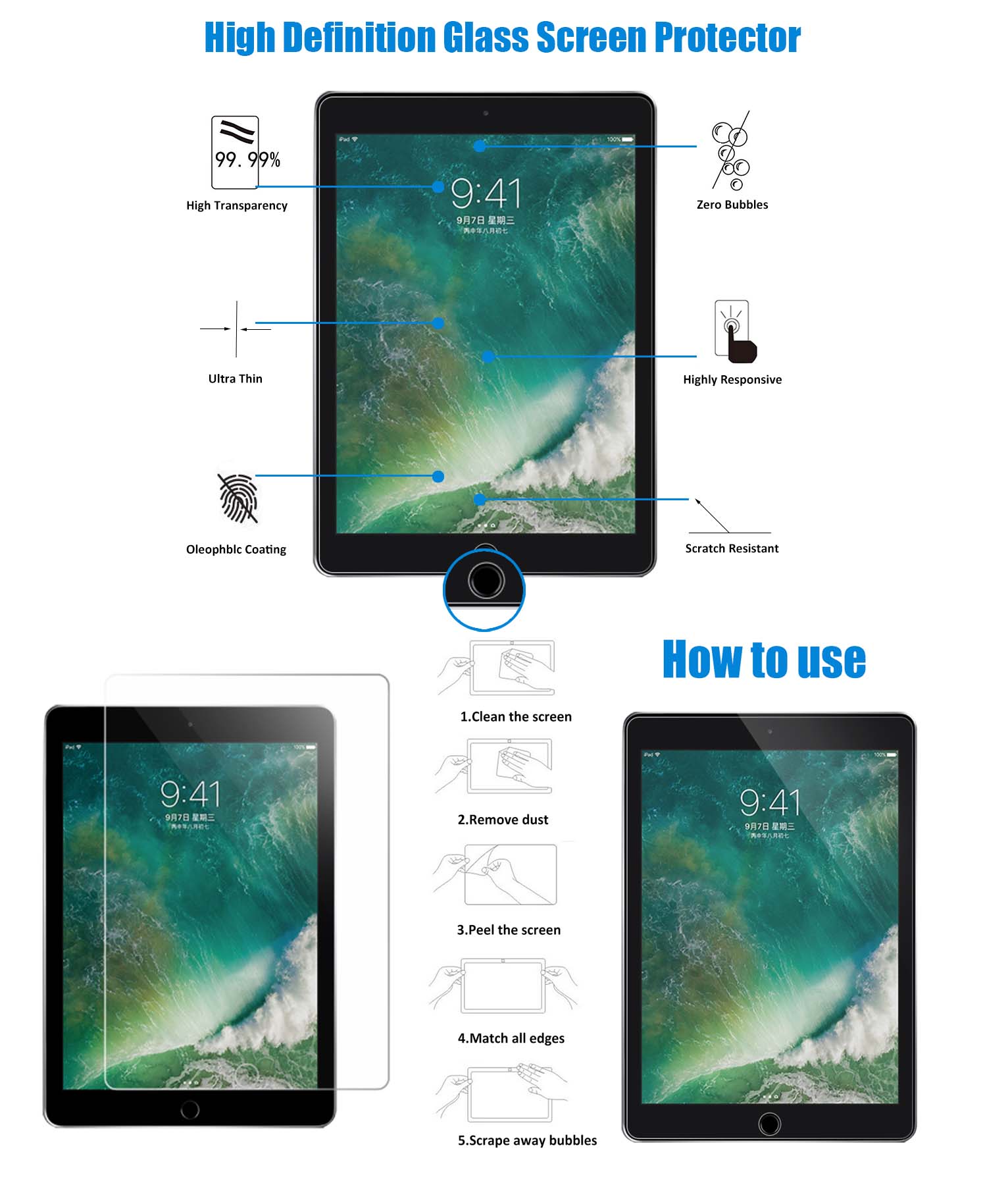 iBank ® iPad Tempered Glass Screen Protector 2