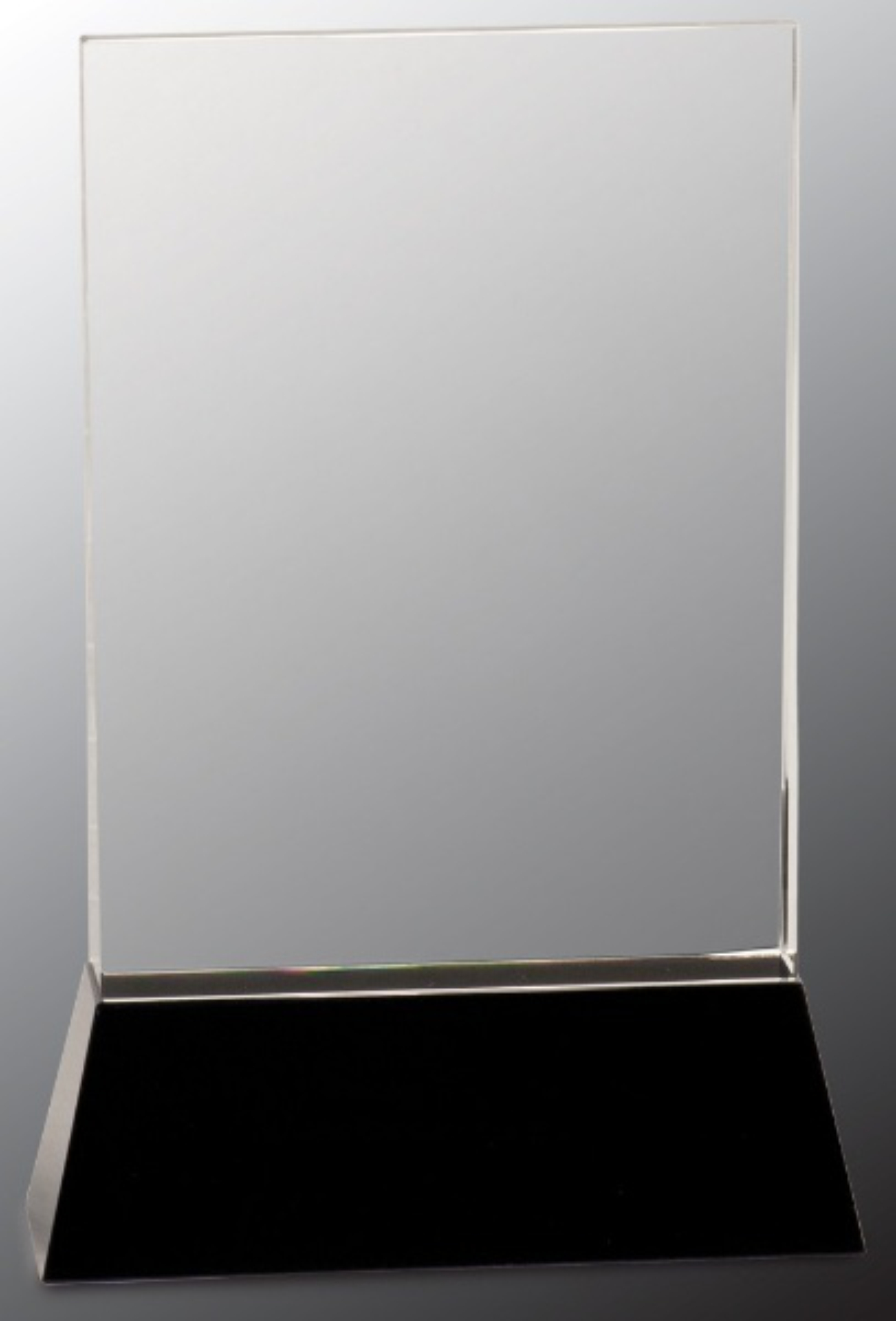 9" Clear Crystal Rectangle Wedge on Black Base Award 3