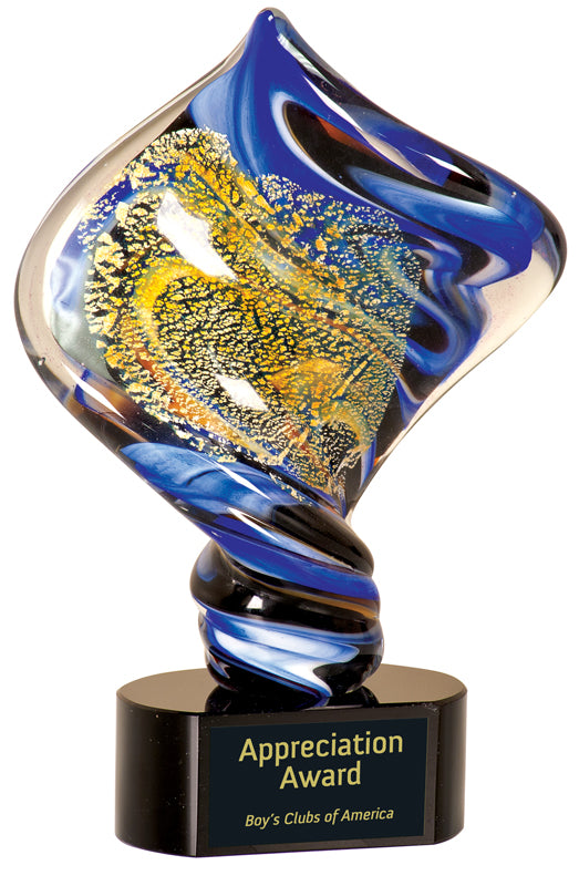 11.5" Diamond Twist Art Glass On Black Base 2