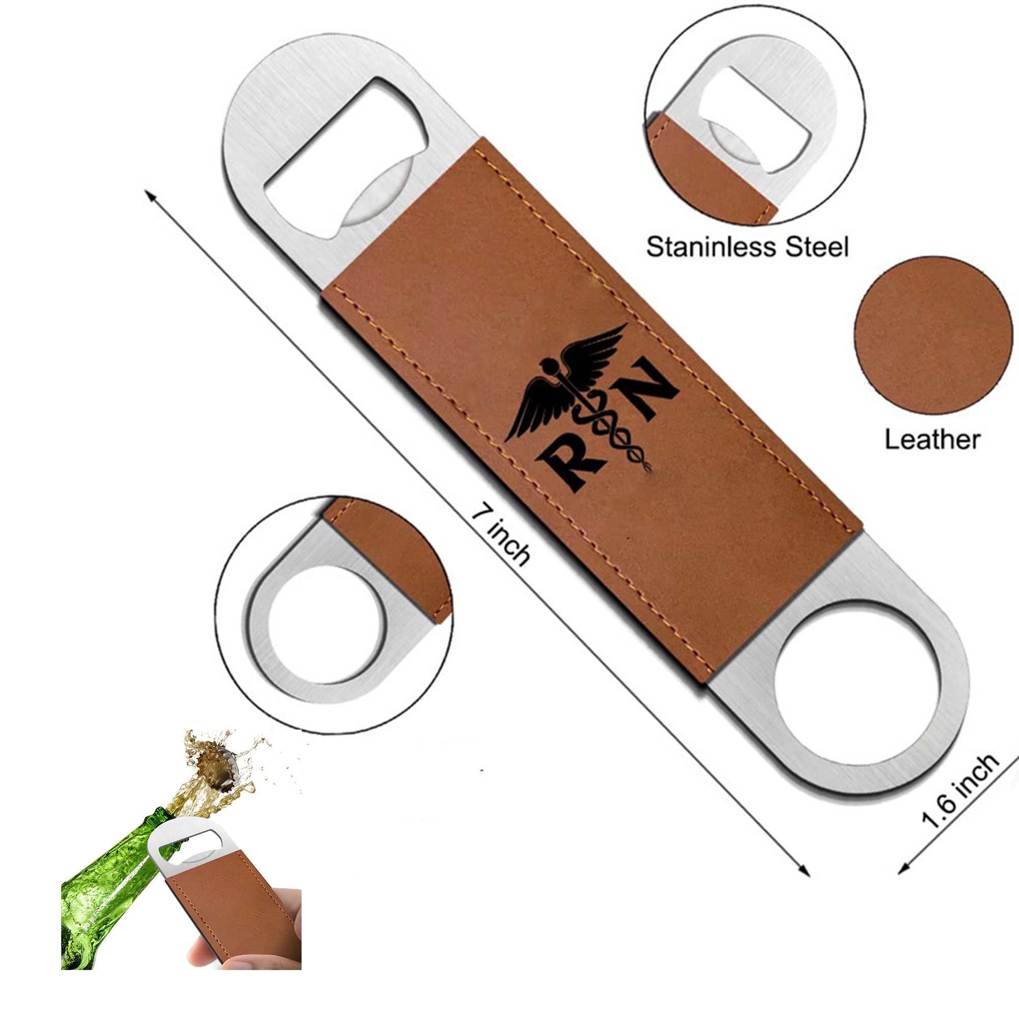 Leather Stainless Steel Beer Opener 2