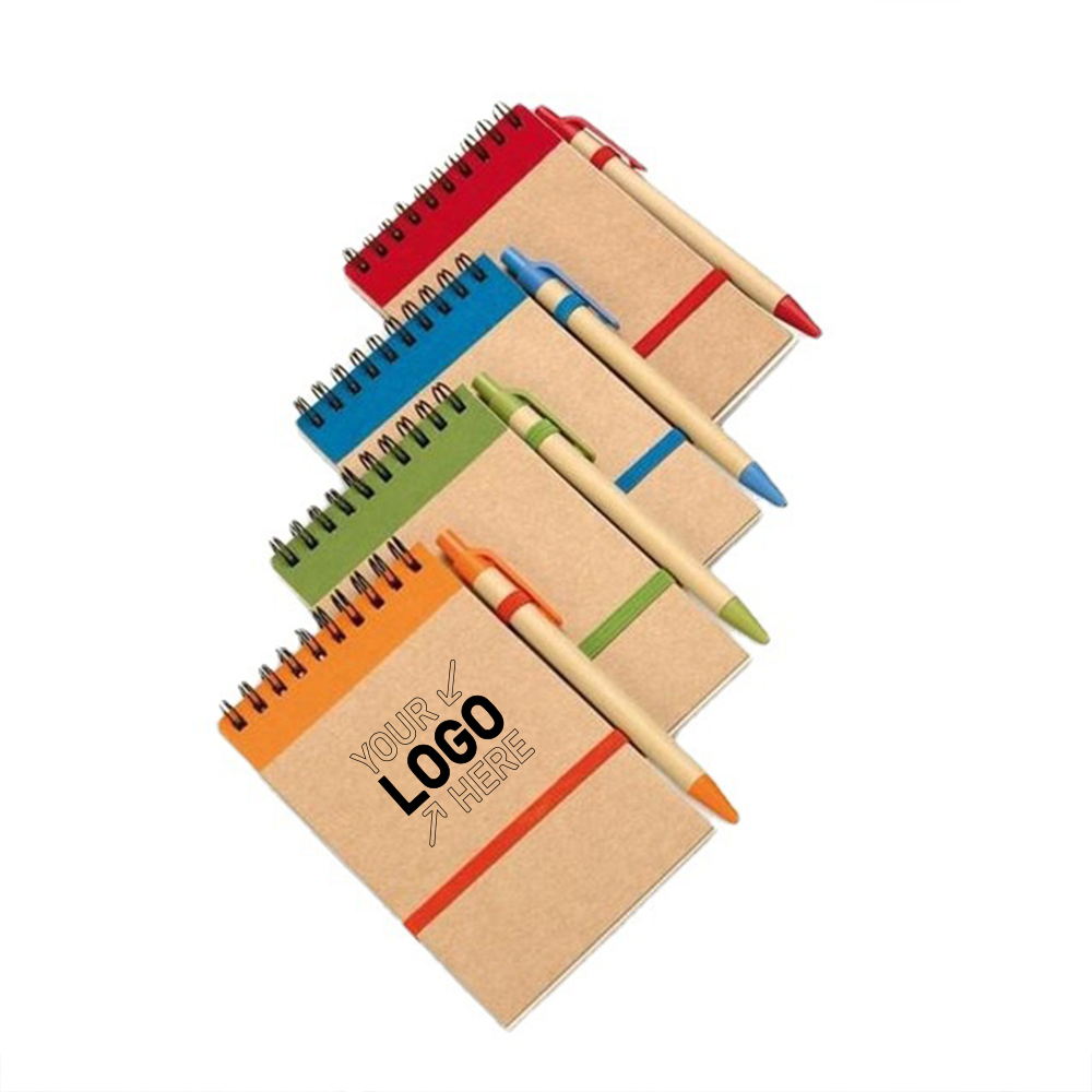 Recycled Spiral Jotter Notebook with Pen 4