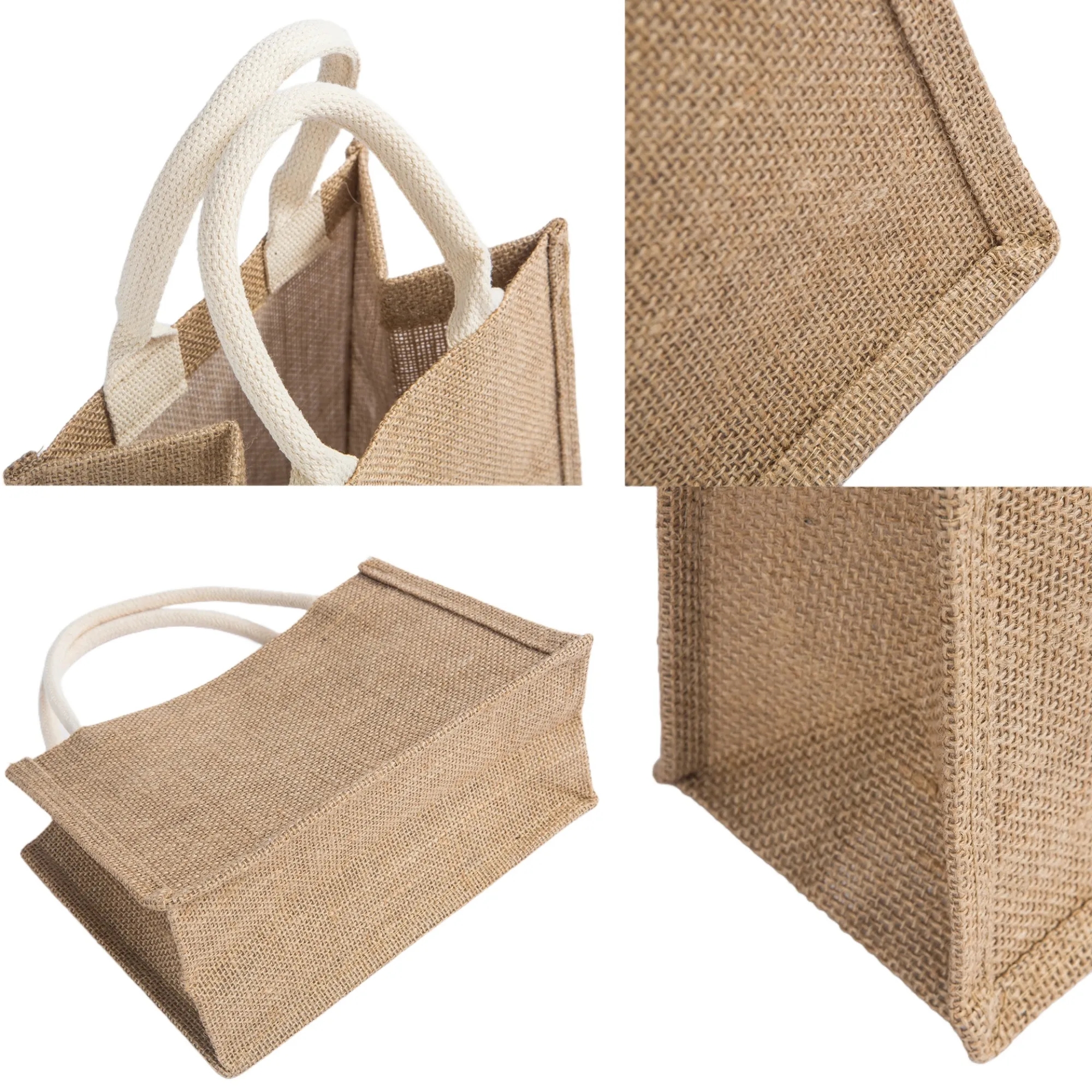 Eco Natural Jute Reusable Tote Bag, custom tote bag with logo imprint 4